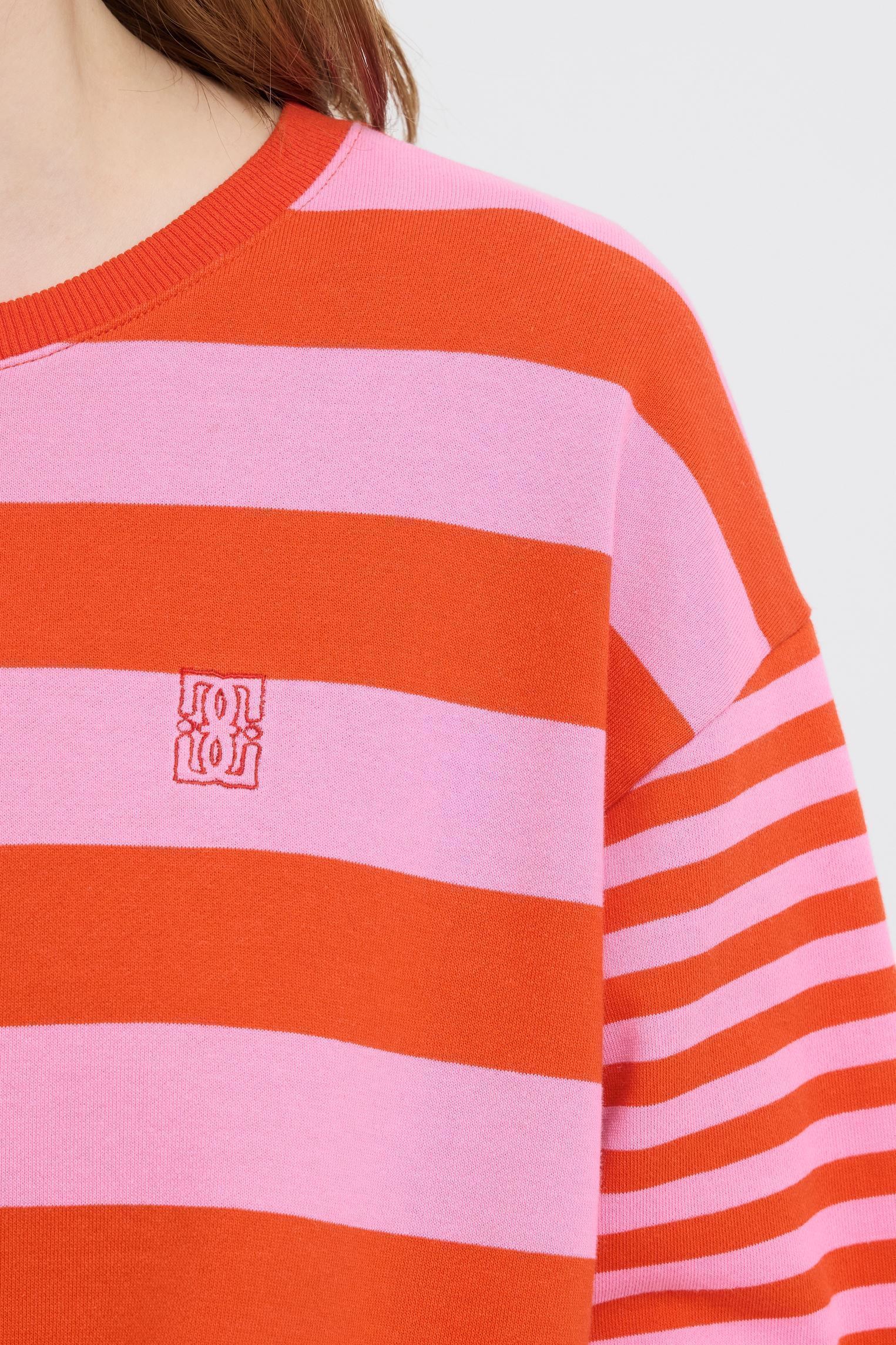 Sweater Ihlulani Sw dames rood Ichi Sweater Ihlulani Sw dames rood Fiery Red/Wild Orchid Stripe