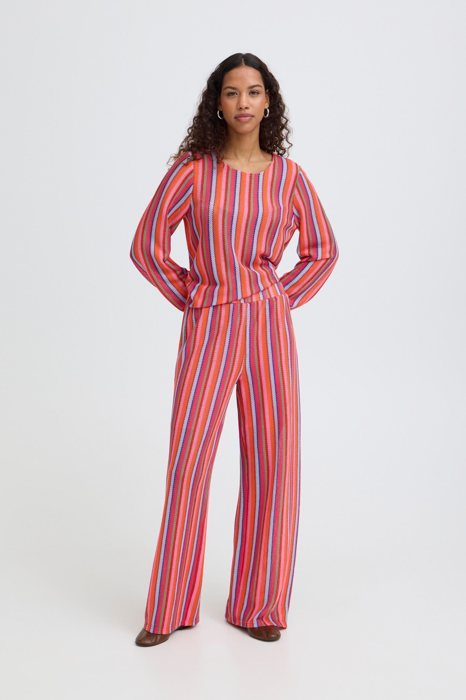 Pantalons larges Ihlibella Pa femme multicolore Ichi Pantalons larges Ihlibella Pa femme multicolore MULTI STRIPE