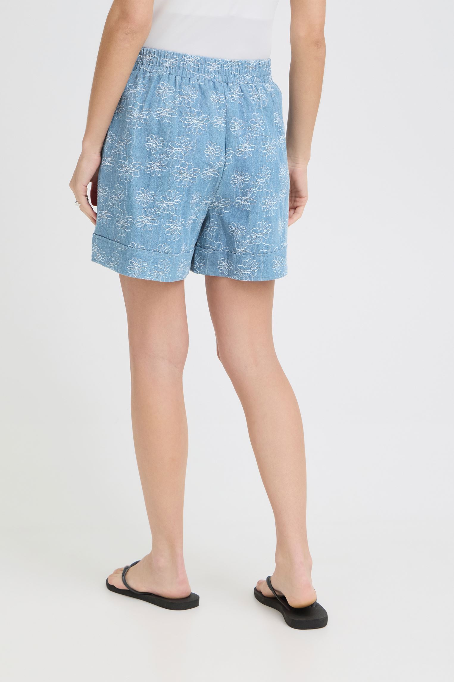 Shorts Ihodette Sho dames blauw Ichi Shorts Ihodette Sho dames blauw Light Blue Denim/Cloud Dancer