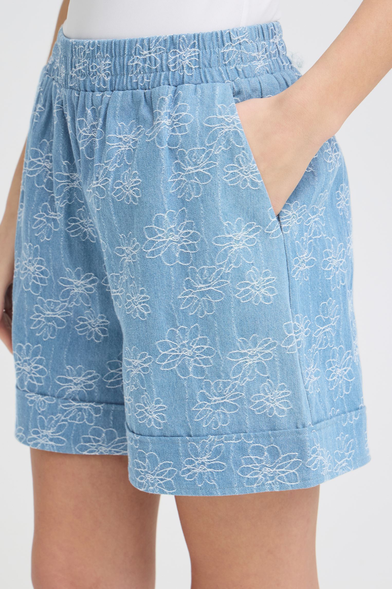 Shorts Ihodette Sho dames blauw Ichi Shorts Ihodette Sho dames blauw Light Blue Denim/Cloud Dancer