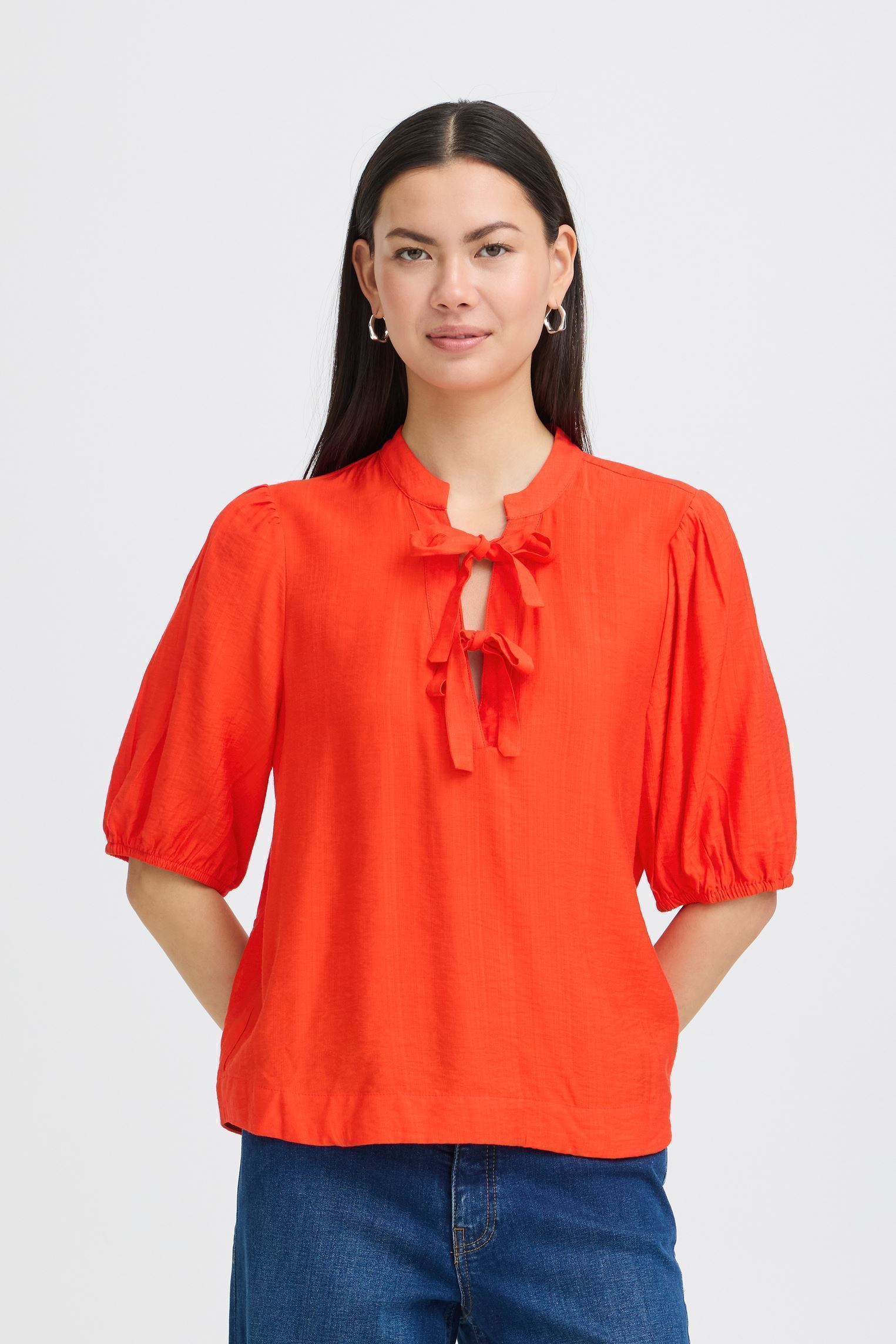 Blouses manches courtes Ihimelda Ss femme rouge Ichi Blouses manches courtes Ihimelda Ss femme rouge Fiery Red