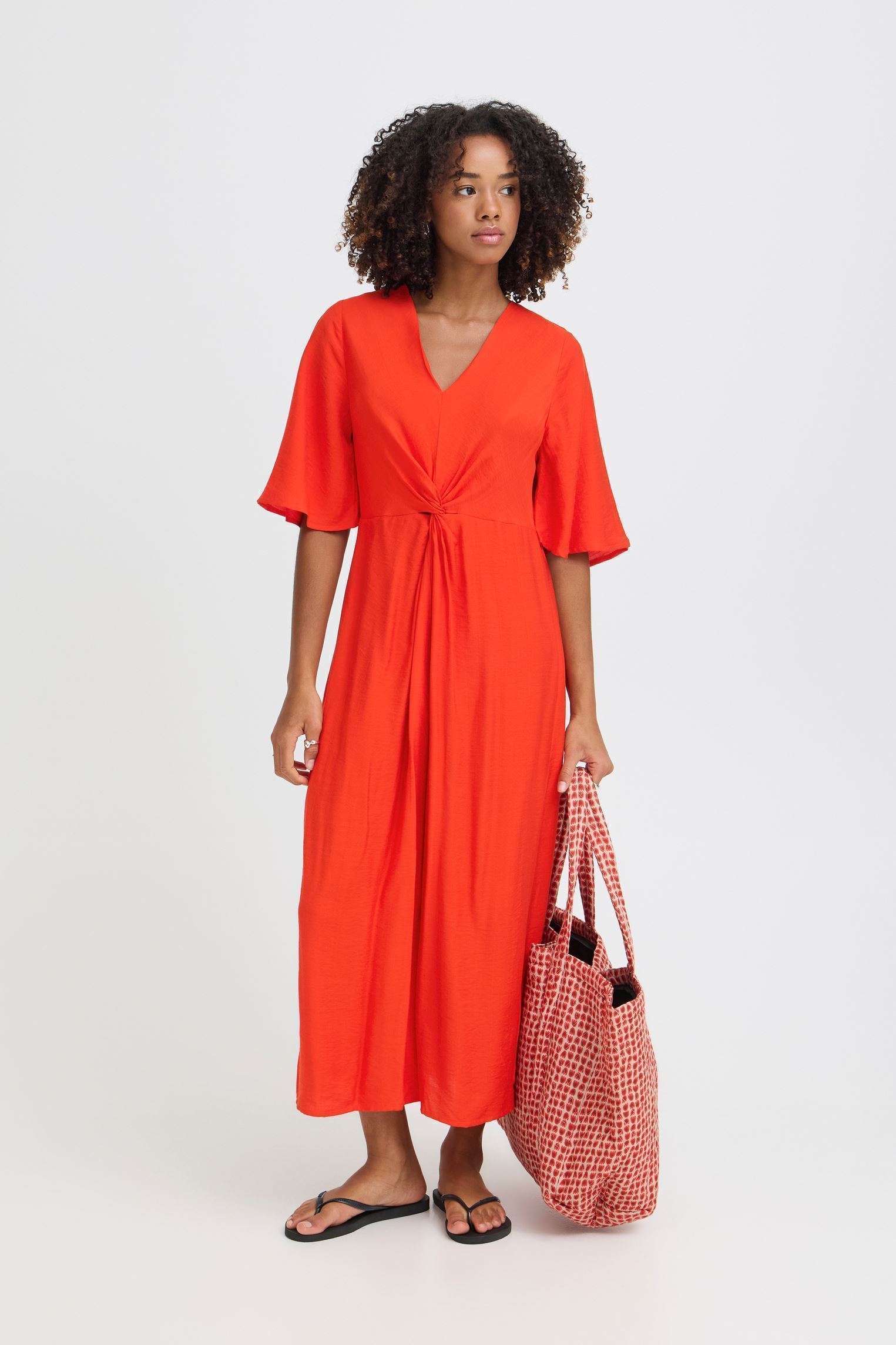 Robes longues Ihimelda Dr femme rouge Ichi Robes longues Ihimelda Dr femme rouge FIERY RED