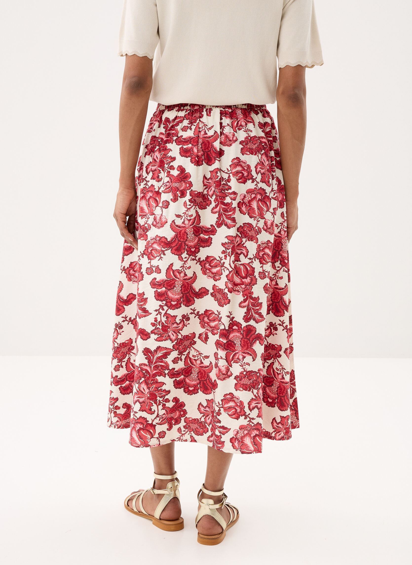 Lange Röcke Ihgilvis Sk damen rot Ichi Lange Röcke Ihgilvis Sk damen rot RED FLORAL PRINT