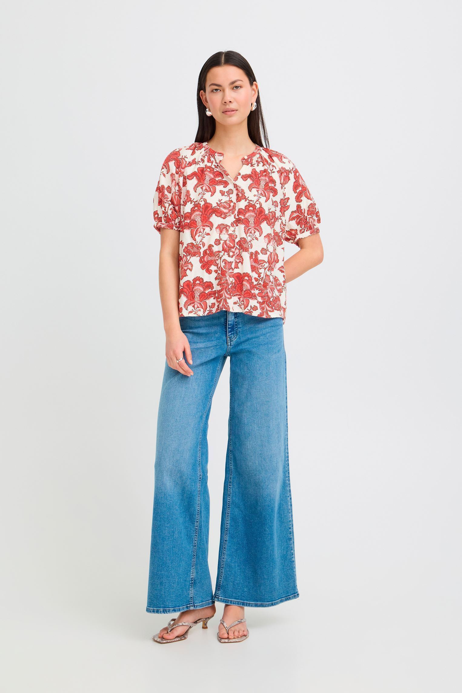 Chemises manches courtes Ihgilvis Sh femme rouge Ichi Chemises manches courtes Ihgilvis Sh femme rouge RED FLORAL PRINT