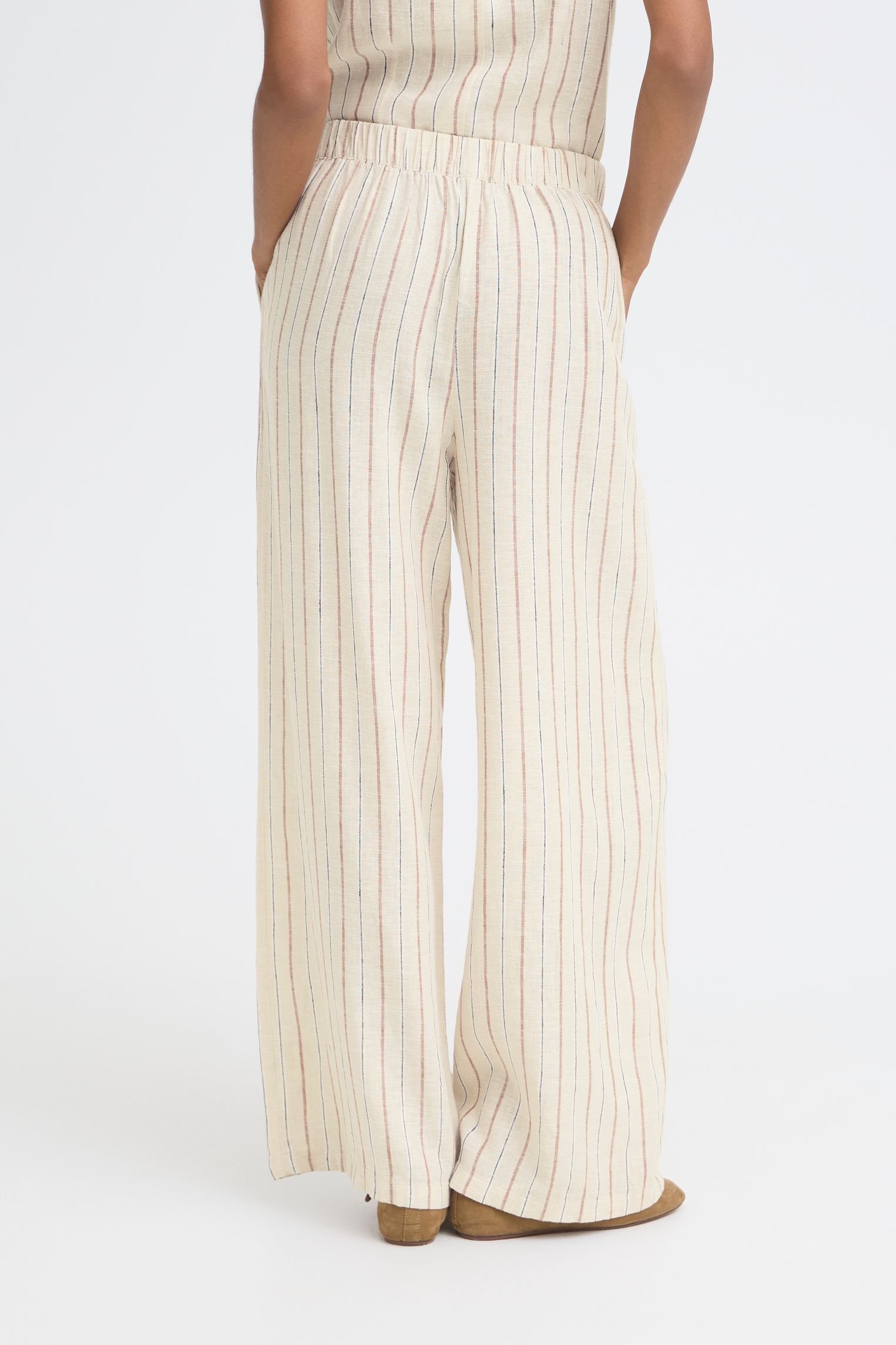 Pantalons larges Ihlinno Pa4 femme blanc Ichi Pantalons larges Ihlinno Pa4 femme blanc BROWN STRIPE