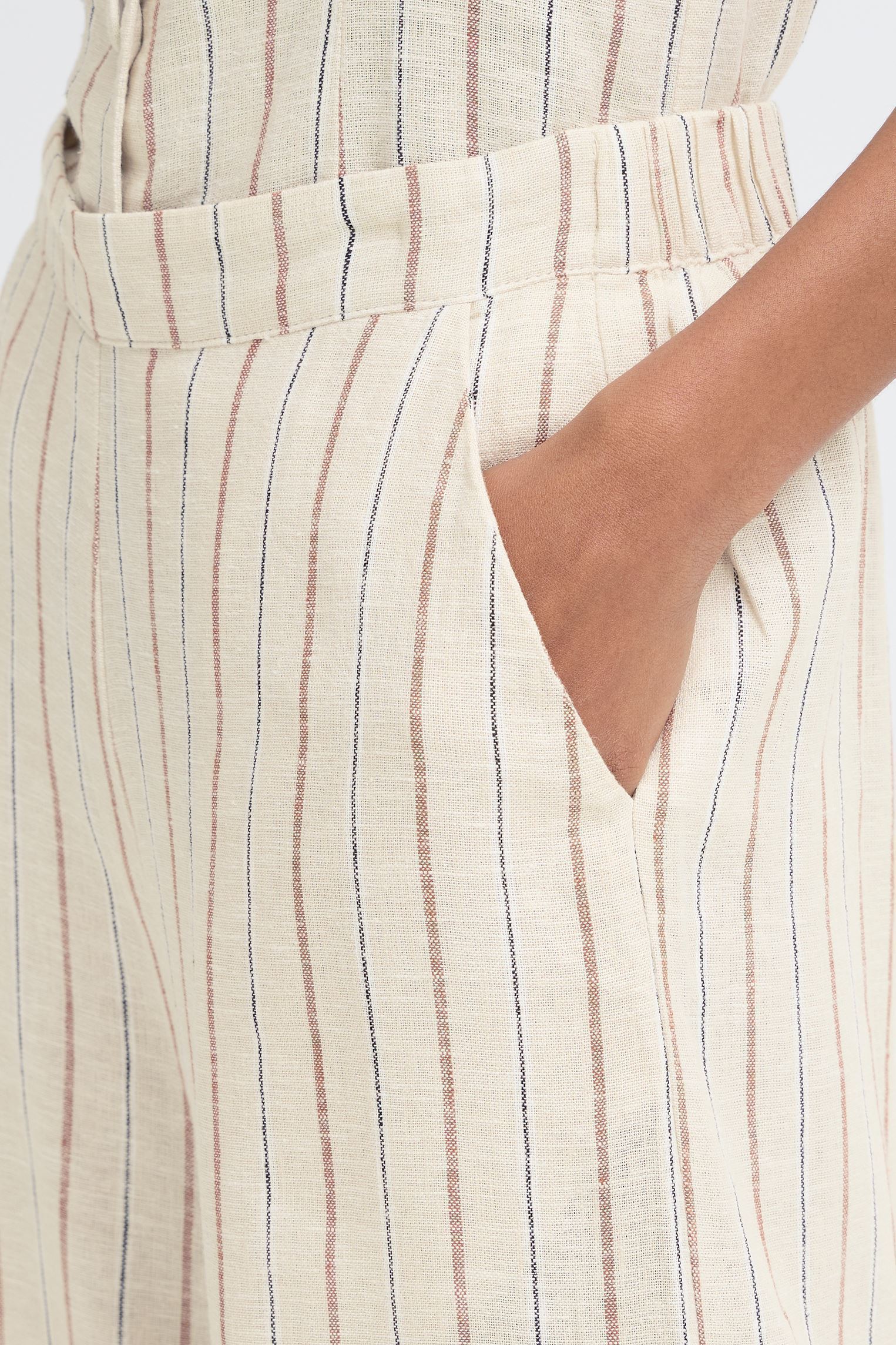 Pantalons larges Ihlinno Pa4 femme blanc Ichi Pantalons larges Ihlinno Pa4 femme blanc BROWN STRIPE
