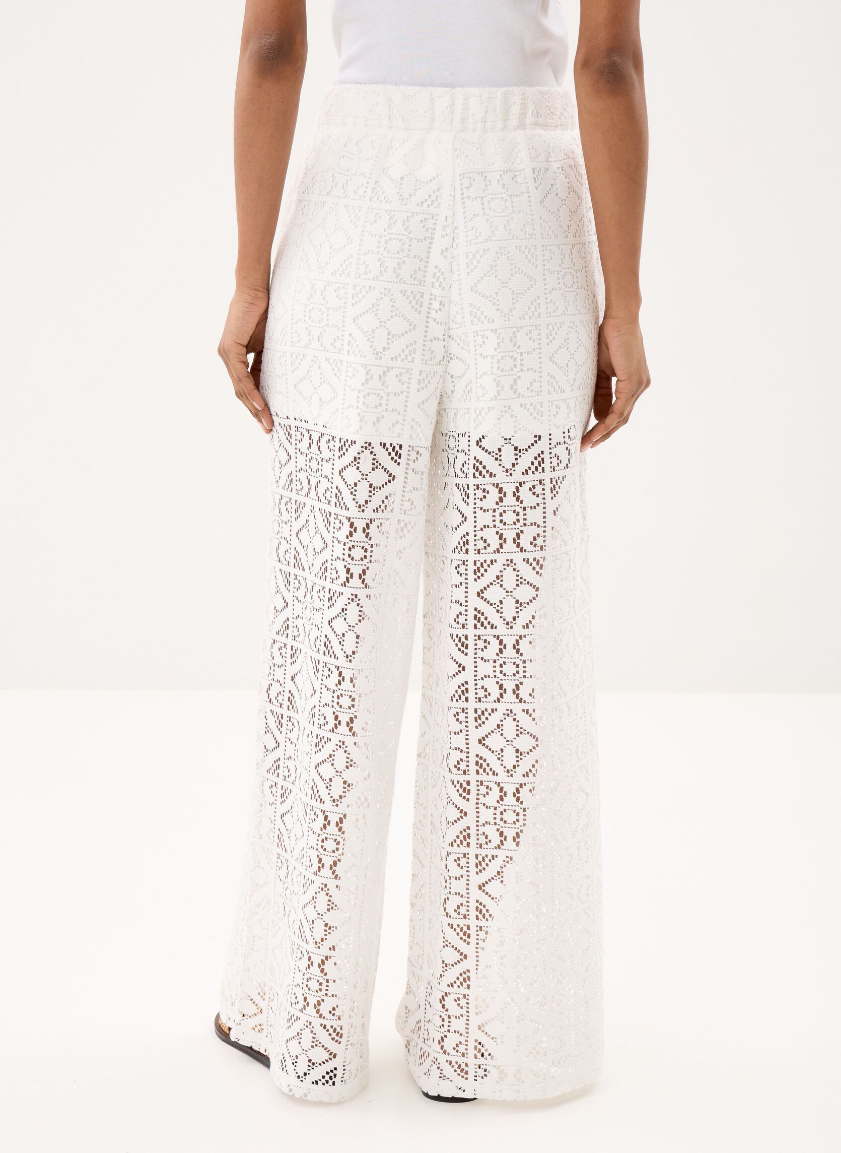 Pantalons larges Ihnaima Pa femme blanc Ichi Pantalons larges Ihnaima Pa femme blanc CLOUD DANCER