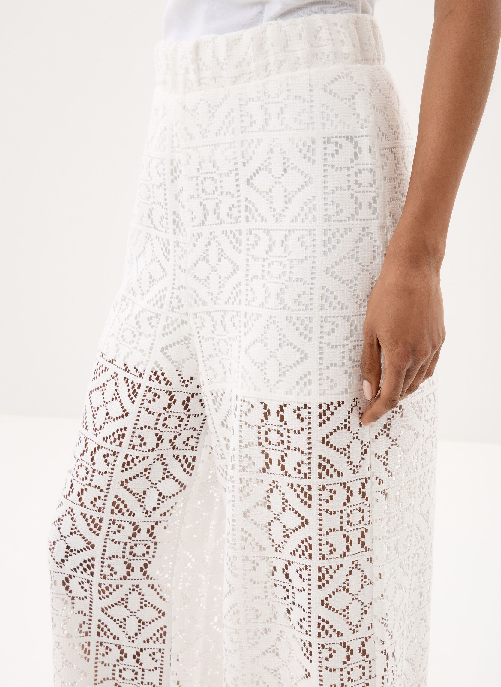 Pantalons larges Ihnaima Pa femme blanc Ichi Pantalons larges Ihnaima Pa femme blanc CLOUD DANCER