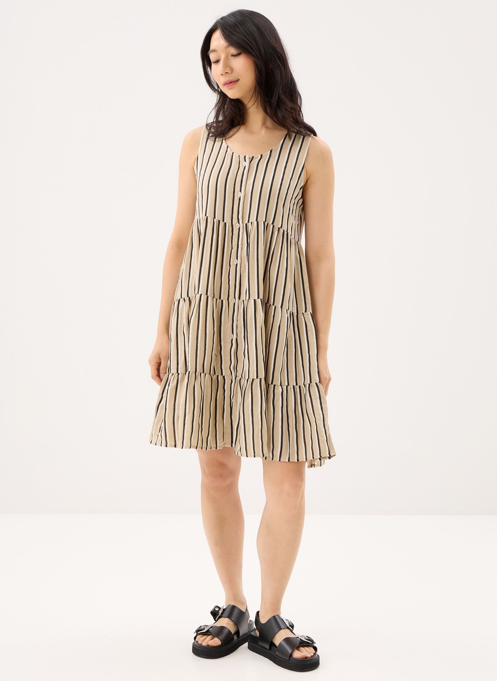 Robes Iafoxa Sl Dr Striped femme rose Ichi Robes Iafoxa Sl Dr Striped femme rose METEORITE STRIPE