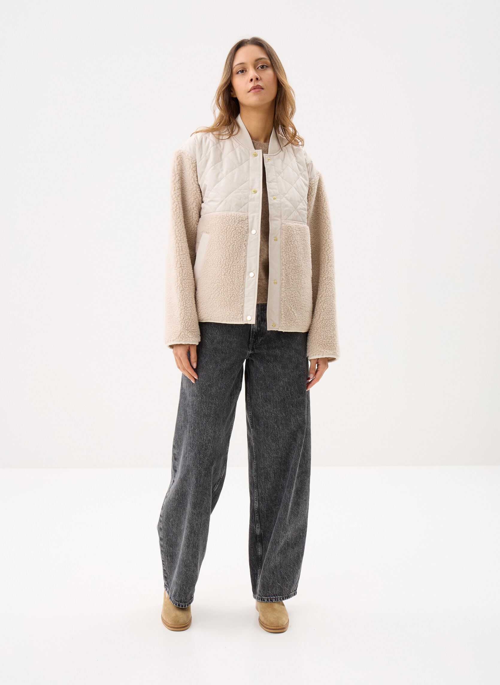 Jassen Wetherby Fleece dames beige Barbour Jassen Wetherby Fleece dames beige OATMEAL/SILVER CLOUD