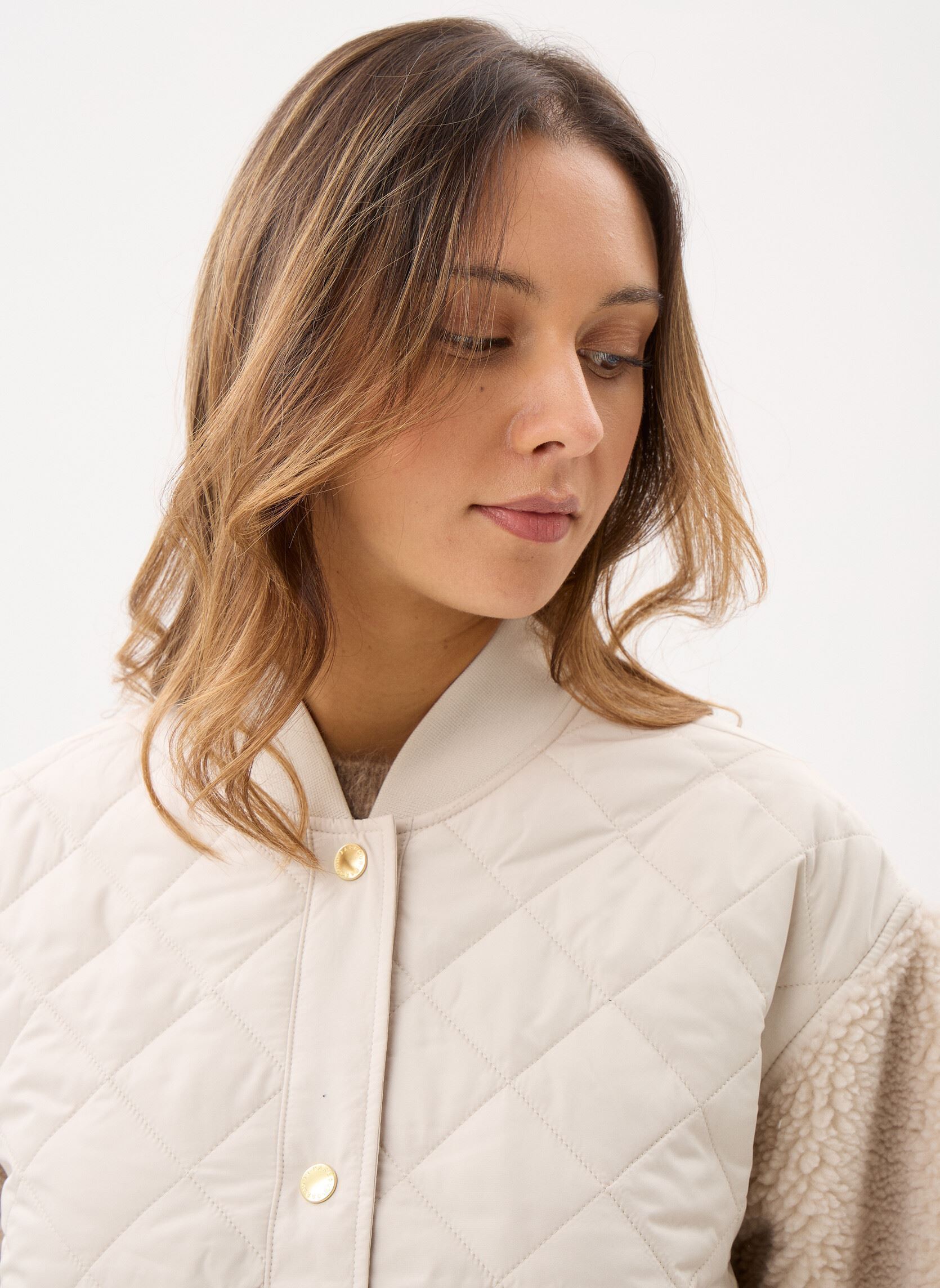 Jassen Wetherby Fleece dames beige Barbour Jassen Wetherby Fleece dames beige OATMEAL/SILVER CLOUD