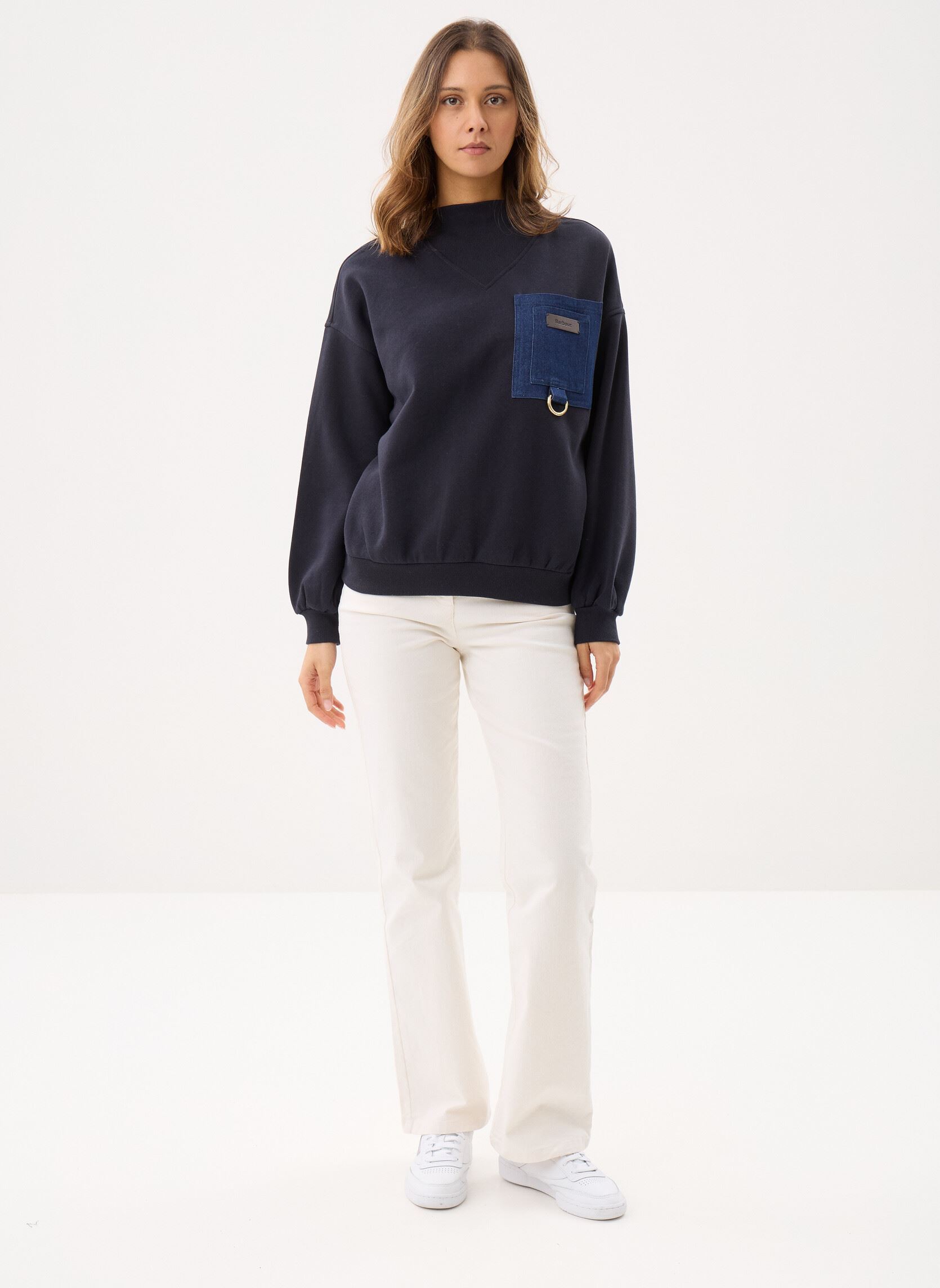 Sweater Saima Sweatshirt dames blauw Barbour Sweater Saima Sweatshirt dames blauw DARK NAVY