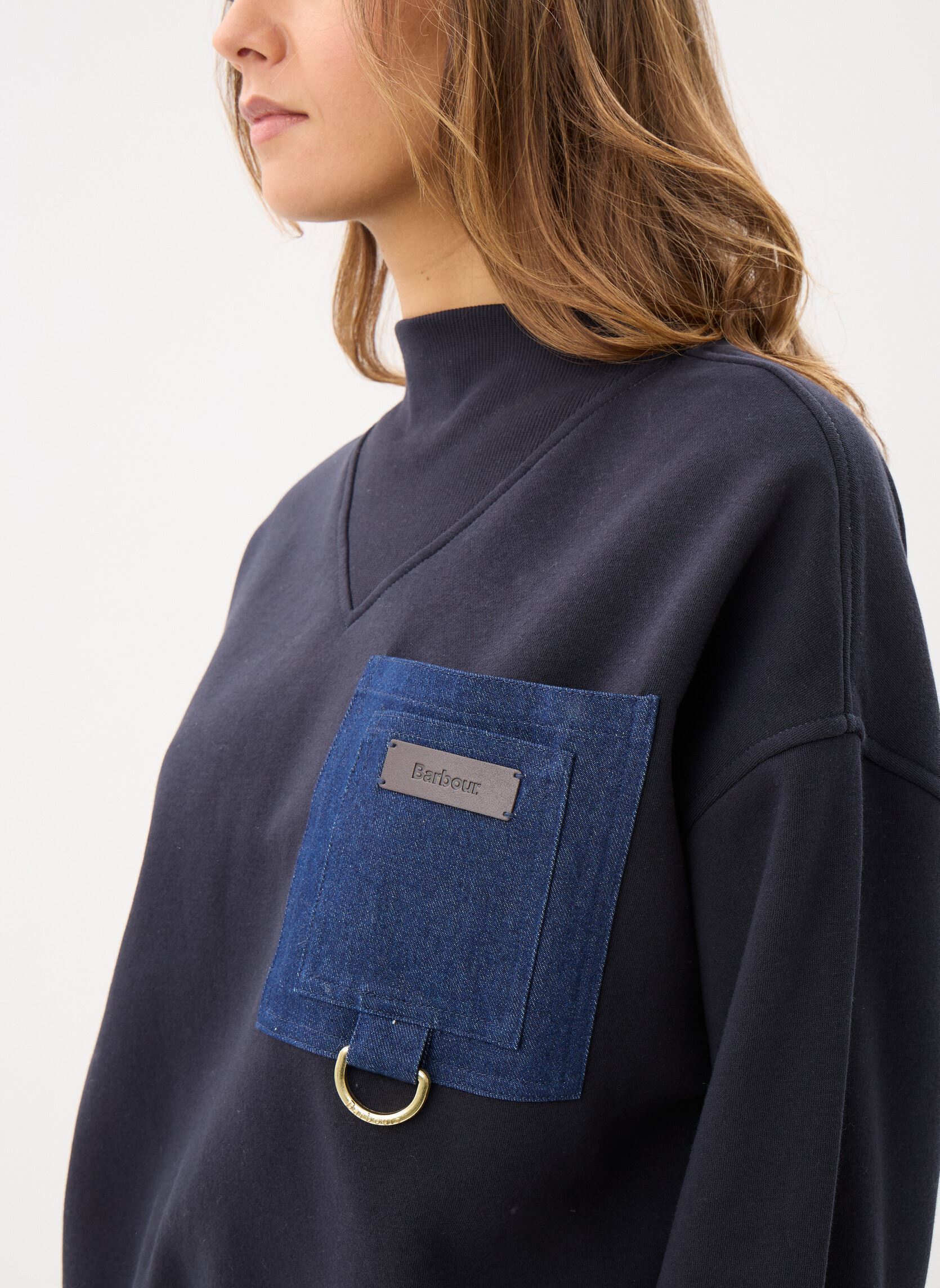 Sweater Saima Sweatshirt dames blauw Barbour Sweater Saima Sweatshirt dames blauw DARK NAVY