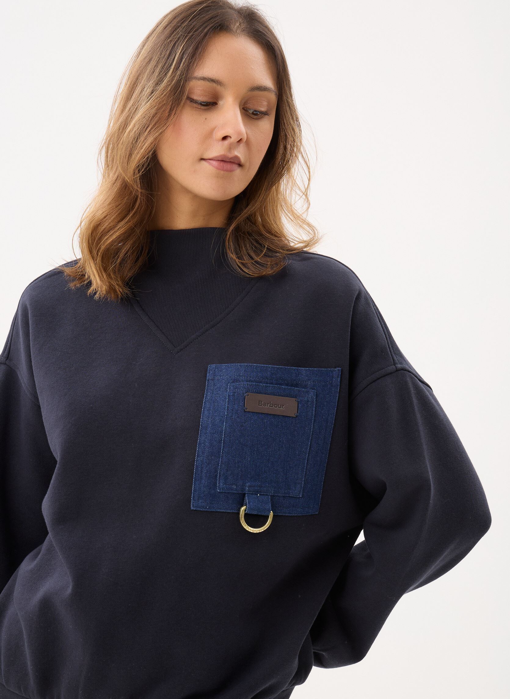 Sweater Saima Sweatshirt dames blauw Barbour Sweater Saima Sweatshirt dames blauw DARK NAVY