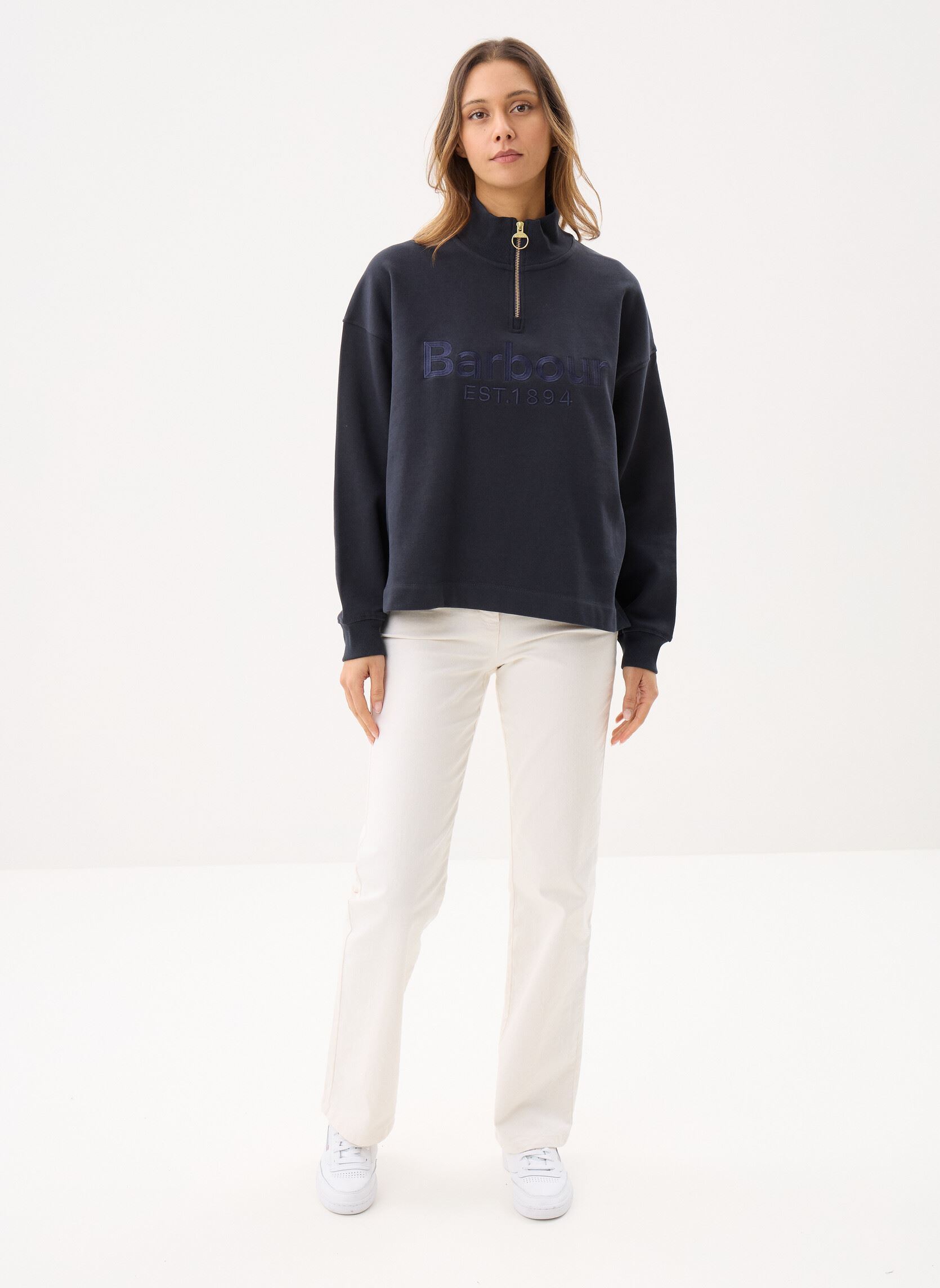 Sweater Sara Half Zip Sweatshirt dames blauw Barbour Sweater Sara Half Zip Sweatshirt dames blauw DARK NAVY