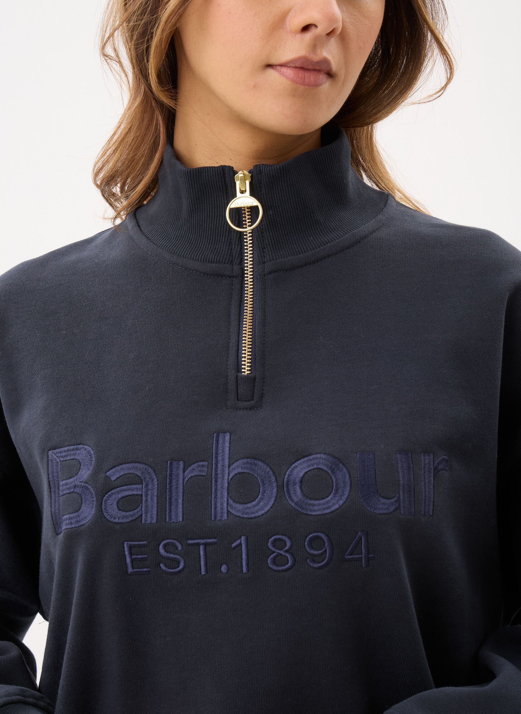 Sweater Sara Half Zip Sweatshirt dames blauw Barbour Sweater Sara Half Zip Sweatshirt dames blauw DARK NAVY