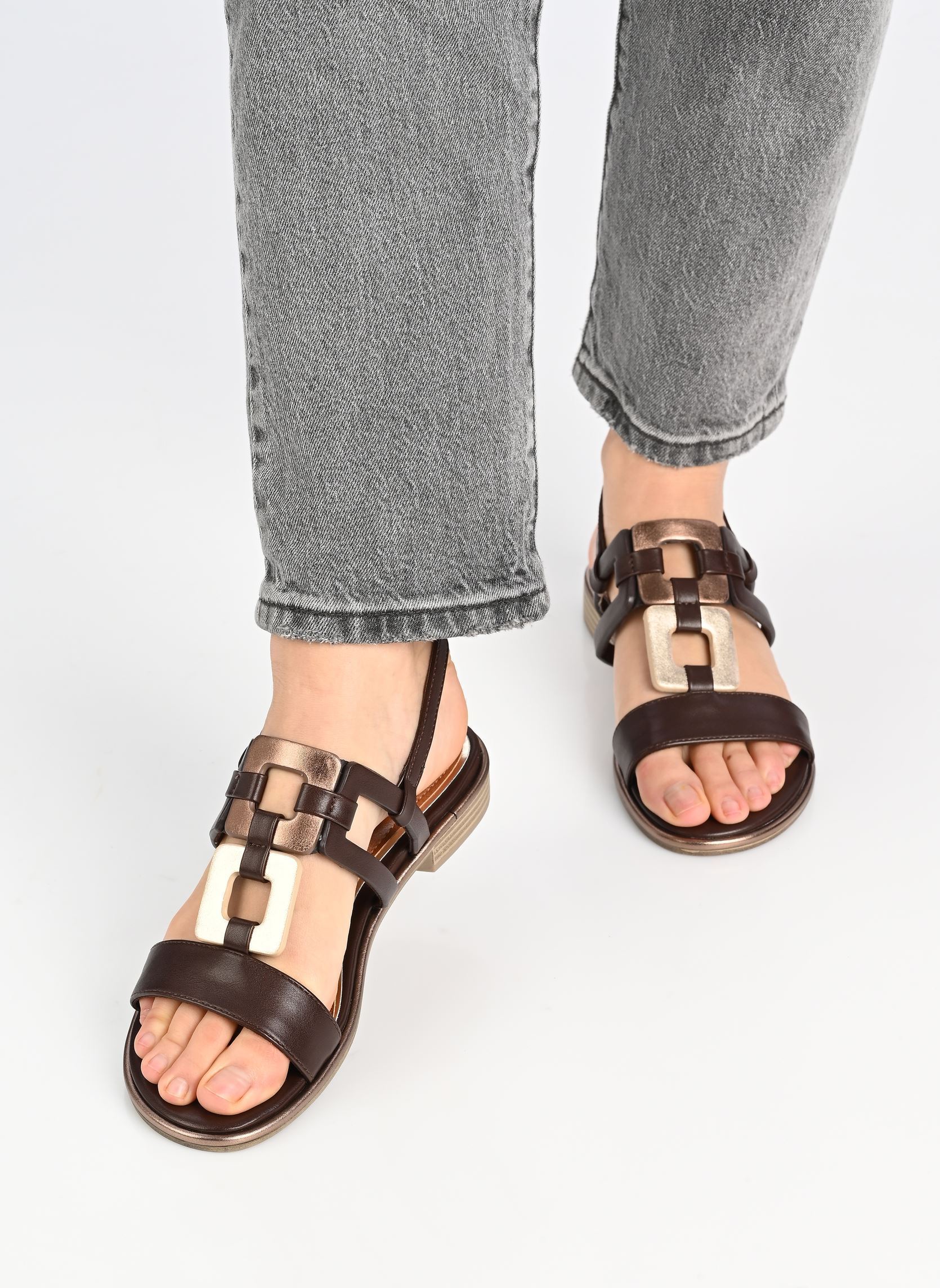 Flache Sandalen 28106-44 damen braun Marco Tozzi Flache Sandalen 28106-44 damen braun MOCCA COMB