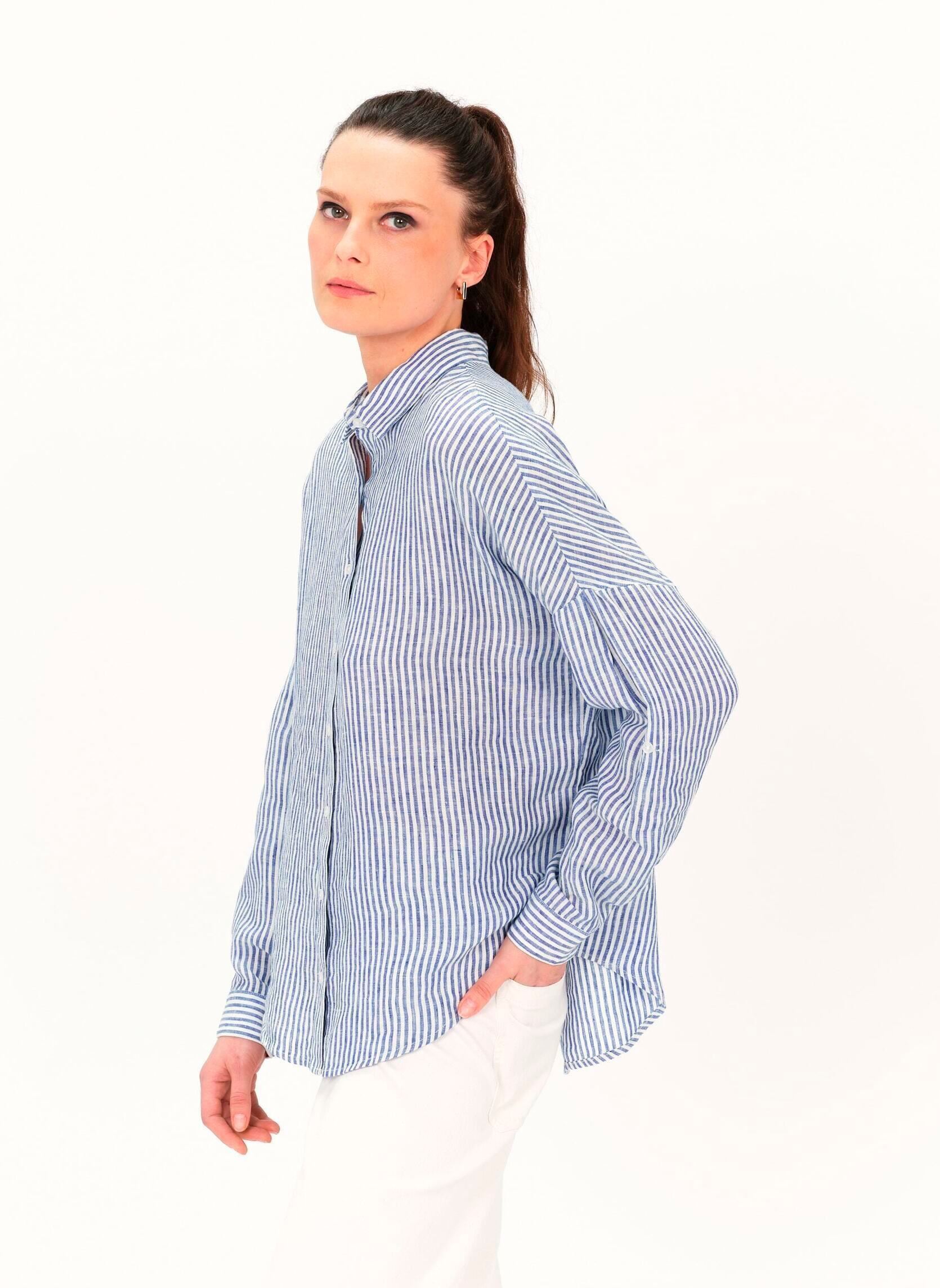 Chemises manches longues 241C-CLAUDE2 femme bleu Caroll Chemises manches longues 241C-CLAUDE2 femme bleu DENIM MOYEN