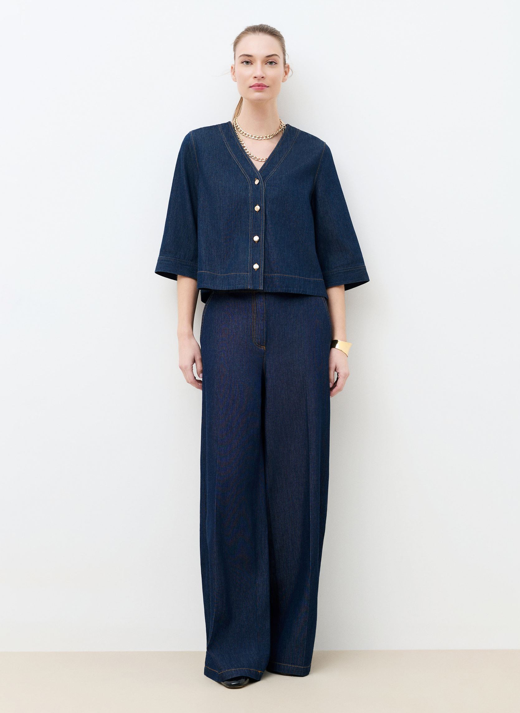 Langarm-Blusen 261C-CALISA damen blau Caroll Langarm-Blusen 261C-CALISA damen blau DENIM FONCE