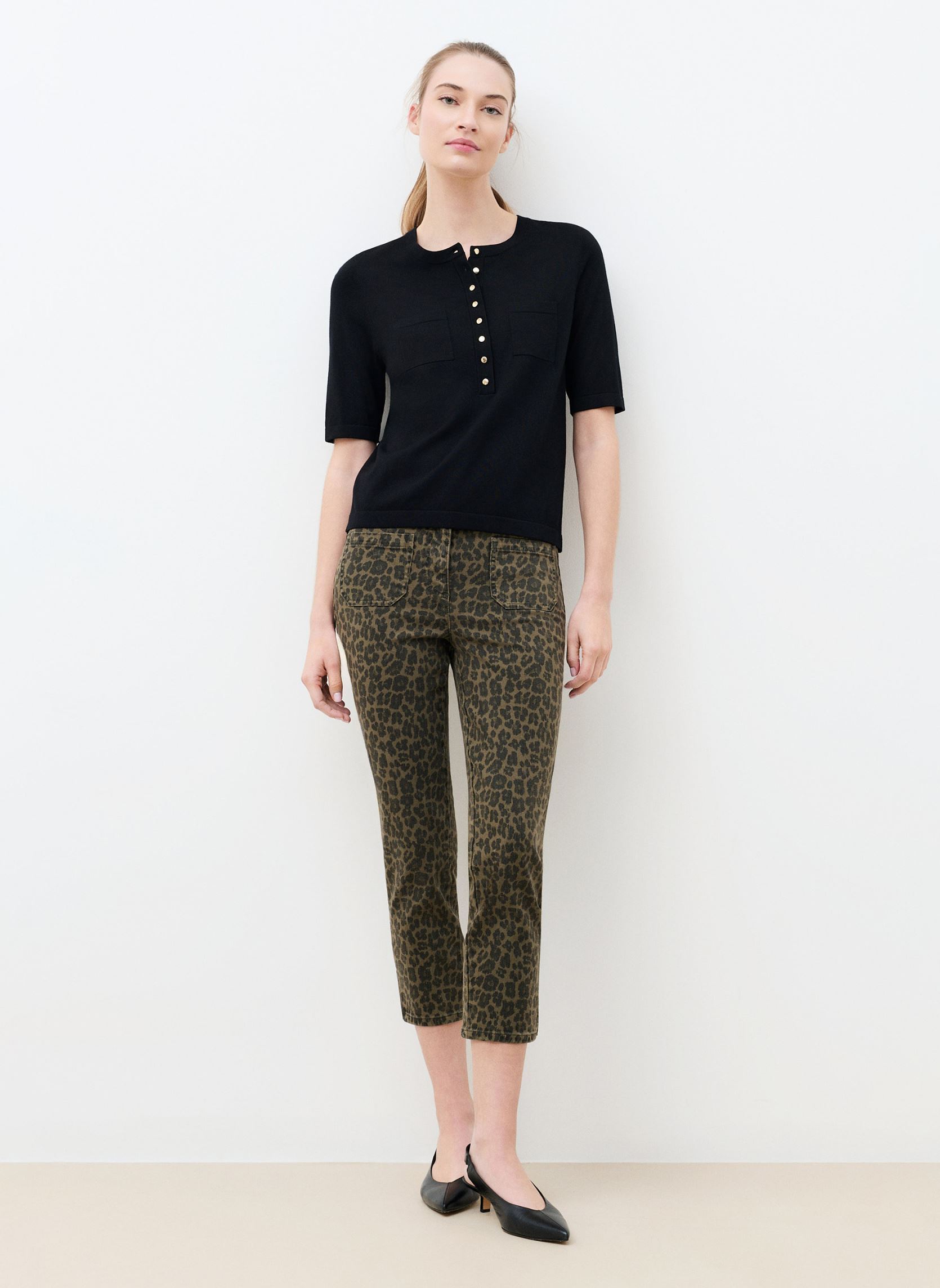 Pantalons slim 261P-PMALLEYPRINT2 femme vert Caroll Pantalons slim 261P-PMALLEYPRINT2 femme vert CRLIMP-CHEETAH-KAKI