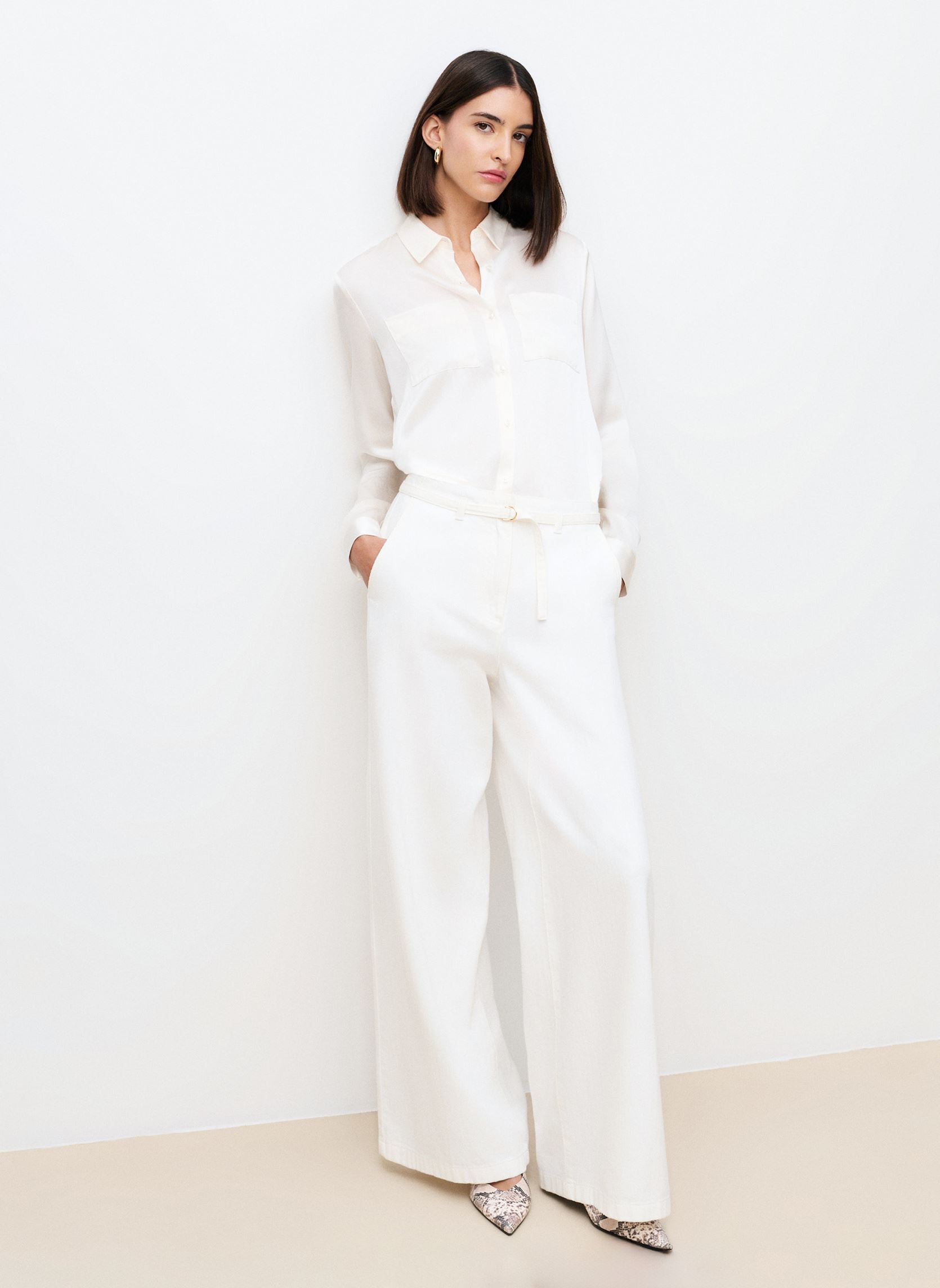 Pantalons larges 261P-PALOMA femme blanc Caroll Pantalons larges 261P-PALOMA femme blanc CLOUD DANCER