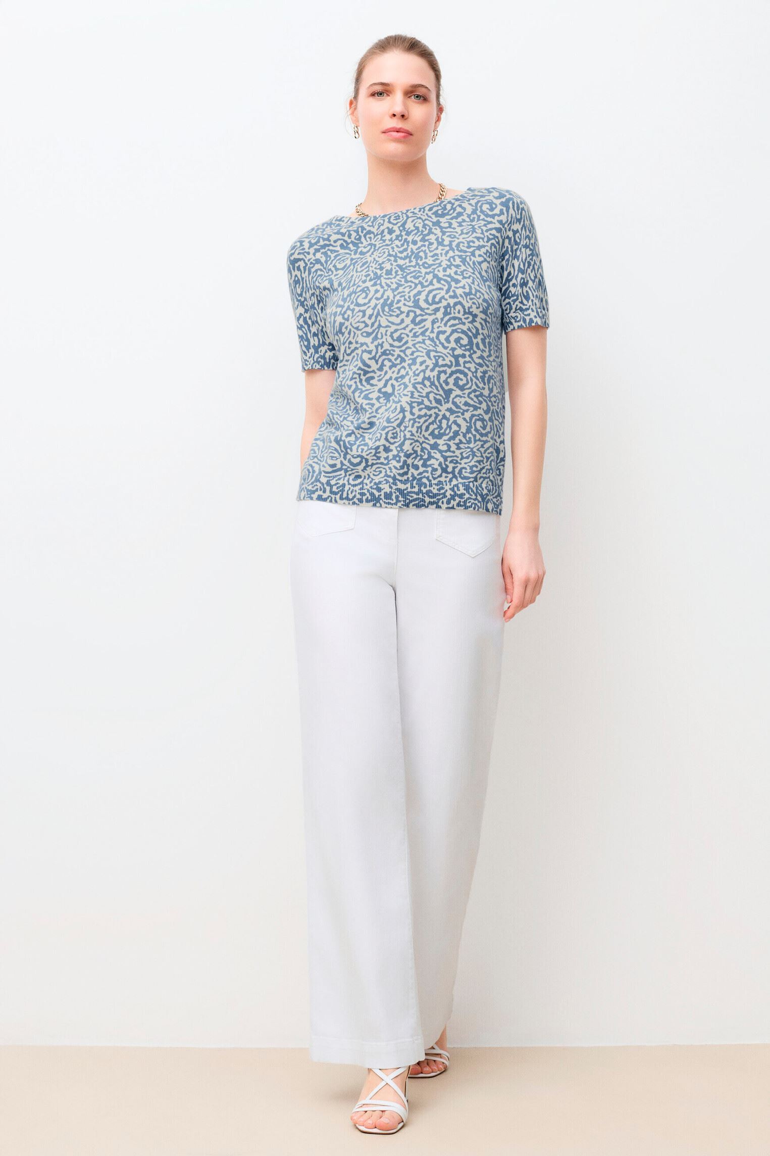Pulls 261K-MLISA femme bleu Caroll Pulls 261K-MLISA femme bleu CRLIMP/M/PE26/GEO/BICO/BLEU