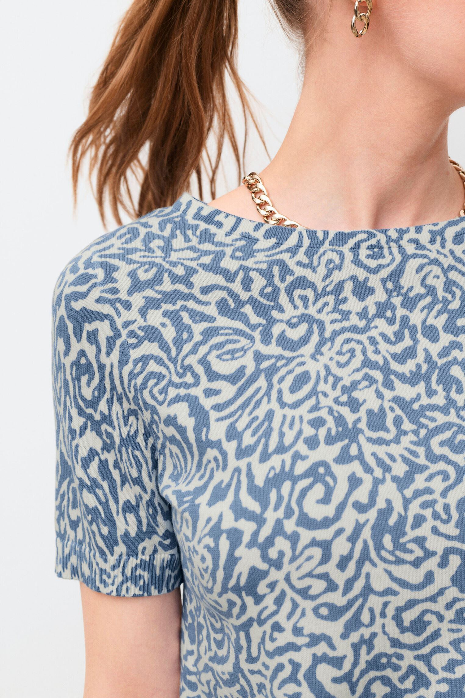 Pulls 261K-MLISA femme bleu Caroll Pulls 261K-MLISA femme bleu CRLIMP/M/PE26/GEO/BICO/BLEU