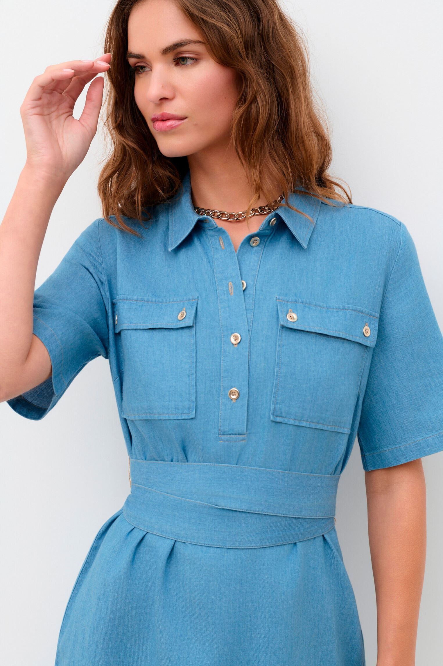 Robes 261R-RLEONA2 femme bleu Caroll Robes 261R-RLEONA2 femme bleu DENIM CLAIR