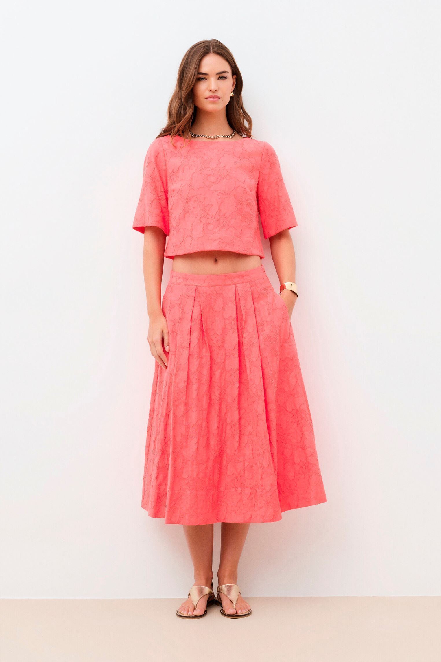 Jupes mi-longues 261J-JDIAMANT femme rouge Caroll Jupes mi-longues 261J-JDIAMANT femme rouge CALYPSO CORAL