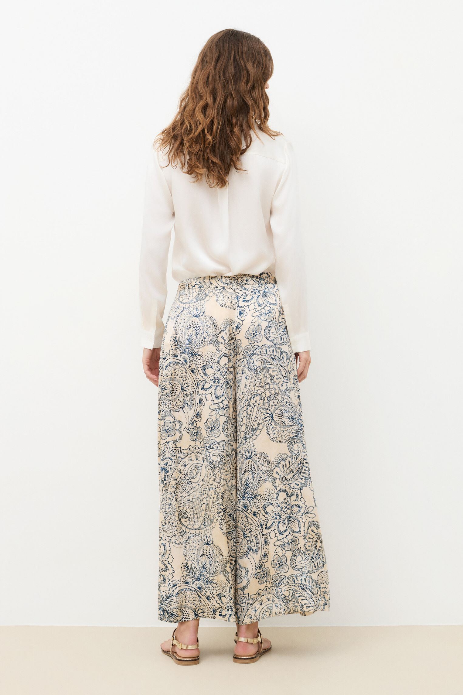 Weite Hosen 261P-PINCEAUPRINT damen beige Caroll Weite Hosen 261P-PINCEAUPRINT damen beige CRLIMP-PAISLEY-MARINE