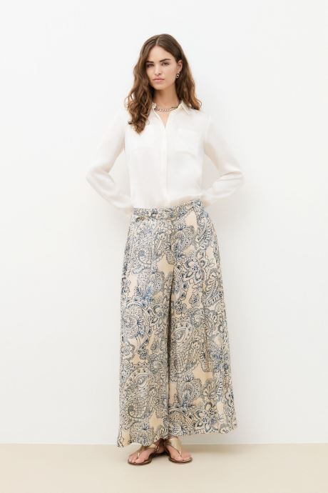 Caroll Pantalons larges 261P-PINCEAUPRINT femme beige