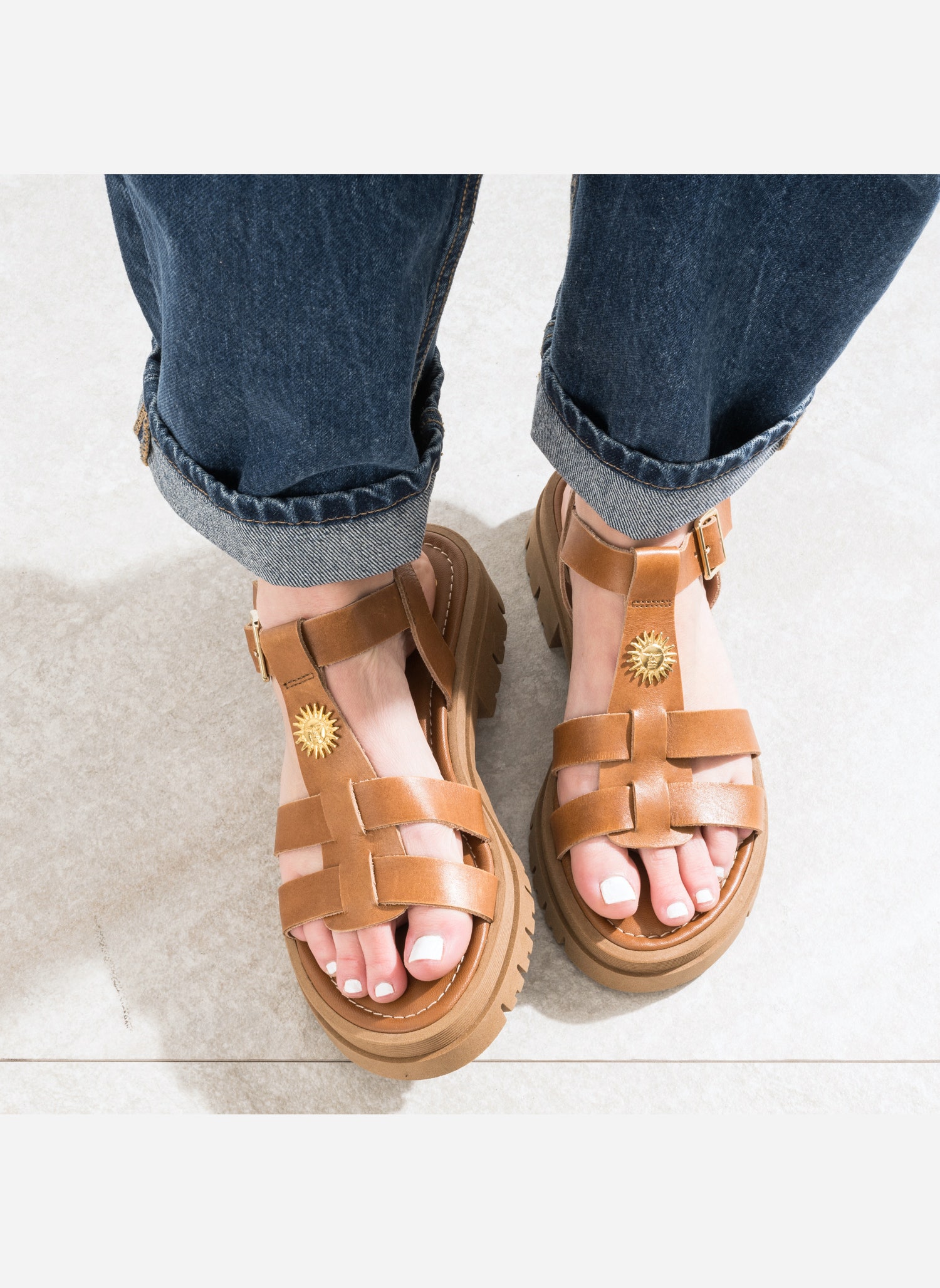 Sandales NANOU femme marron Eram Sandales NANOU femme marron Cognac