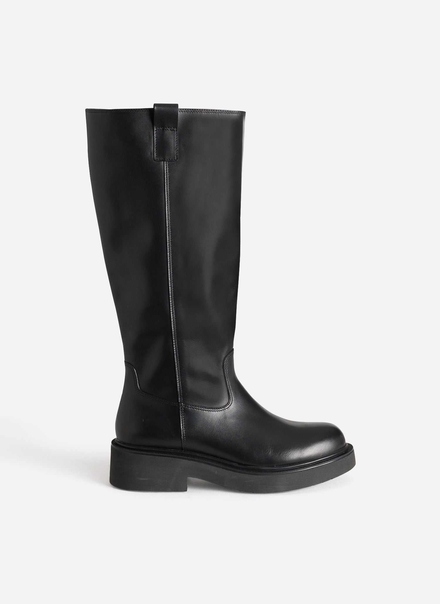 Bottes Hautes Eram En Cuir Noir Pour Femme - Semelle Plate, Neuves Sans Emballage D'origine