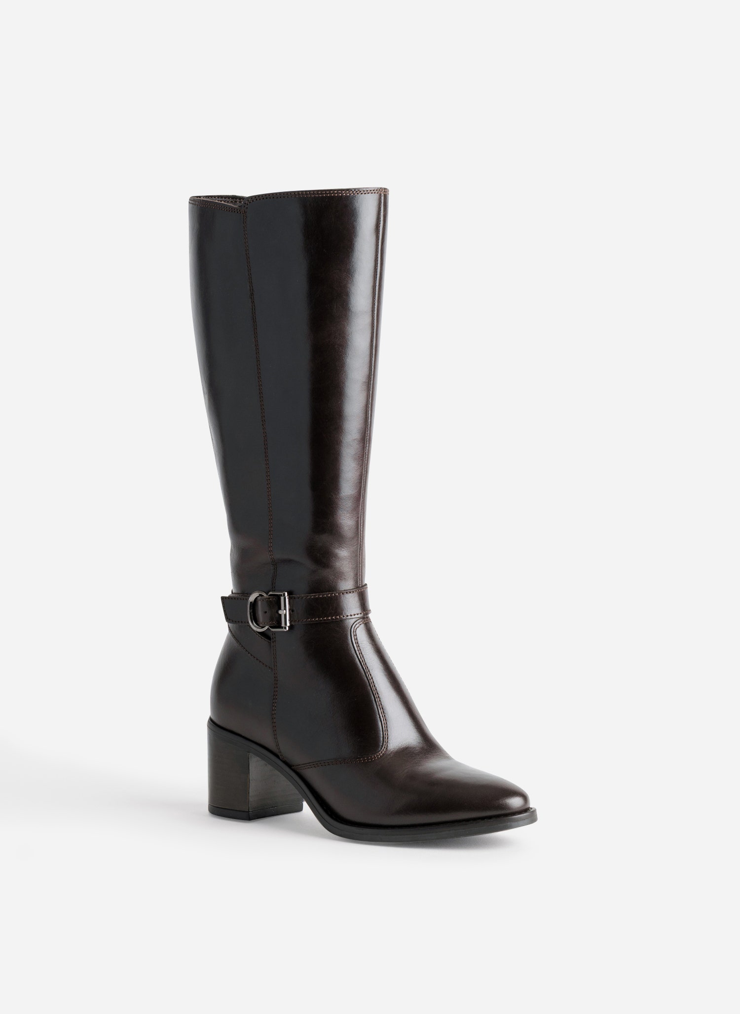 Botte à talon marron cuir bride cheville - Bottes Femme