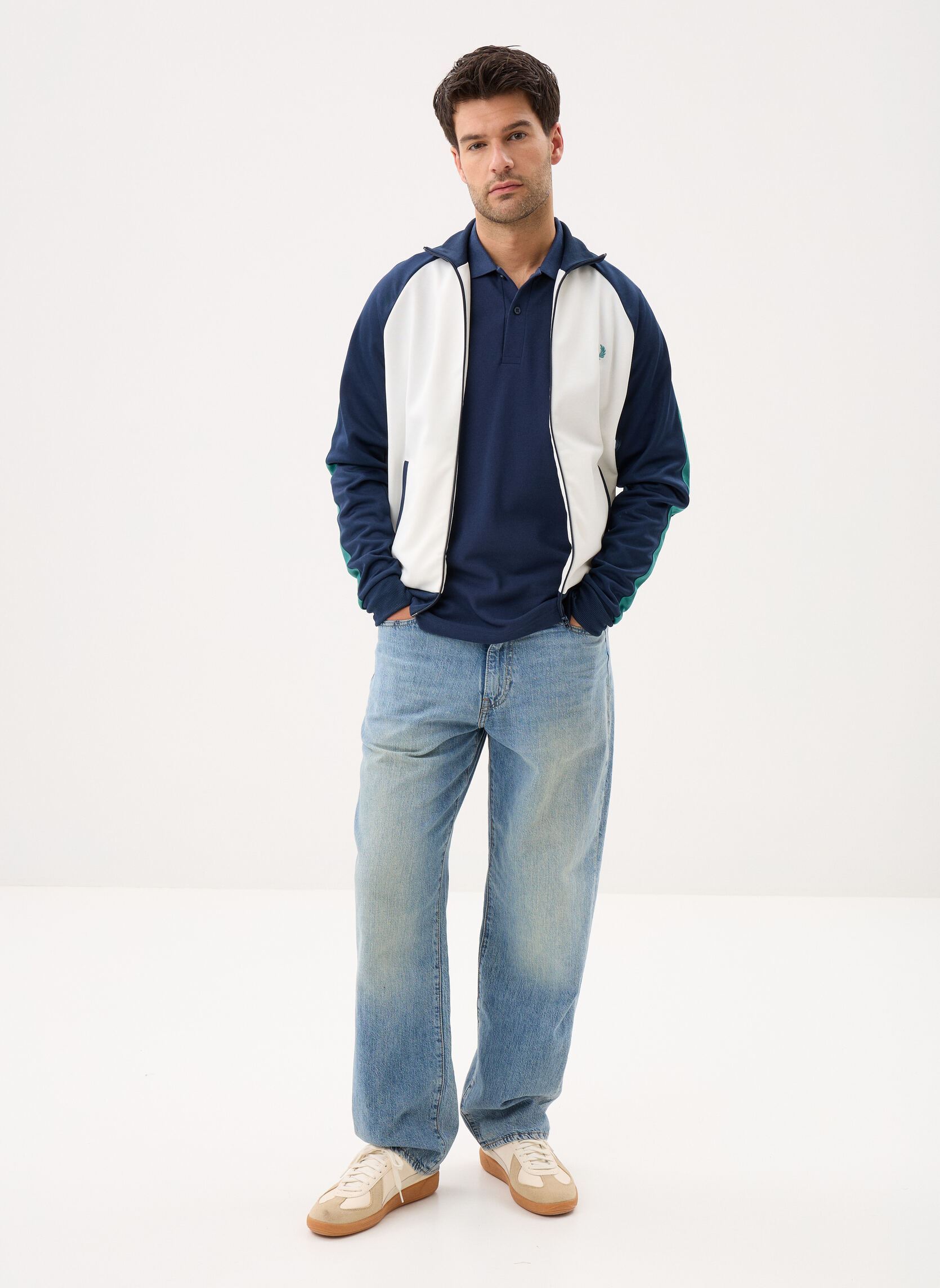 Vestes de survêtement Contrast Sleeve Track Jacket homme blanc Fred Perry Vestes de survêtement Contrast Sleeve Track Jacket homme blanc Snow white