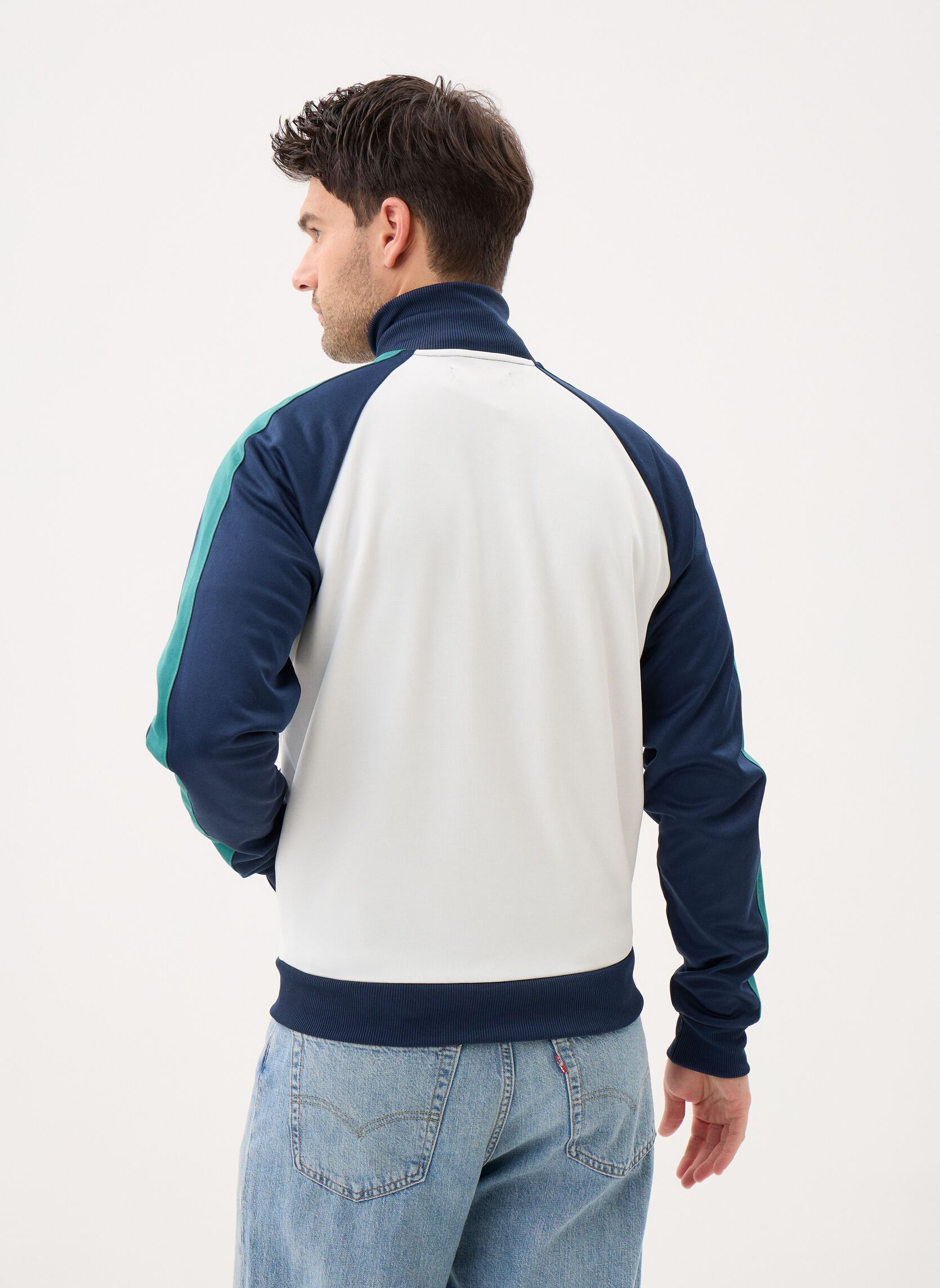 Vestes de survêtement Contrast Sleeve Track Jacket homme blanc Fred Perry Vestes de survêtement Contrast Sleeve Track Jacket homme blanc Snow white