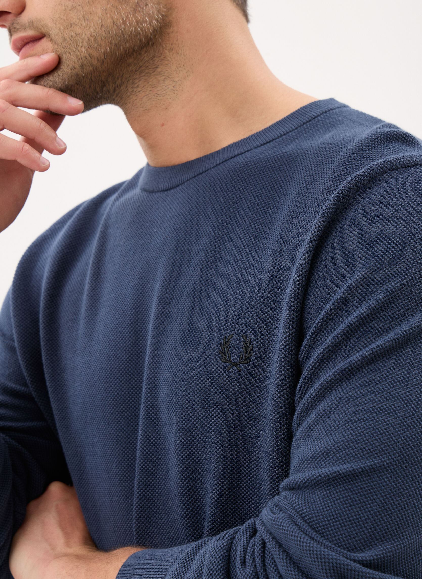 Sweats Pique Stitch Jumper homme bleu Fred Perry Sweats Pique Stitch Jumper homme bleu Dark Airforce