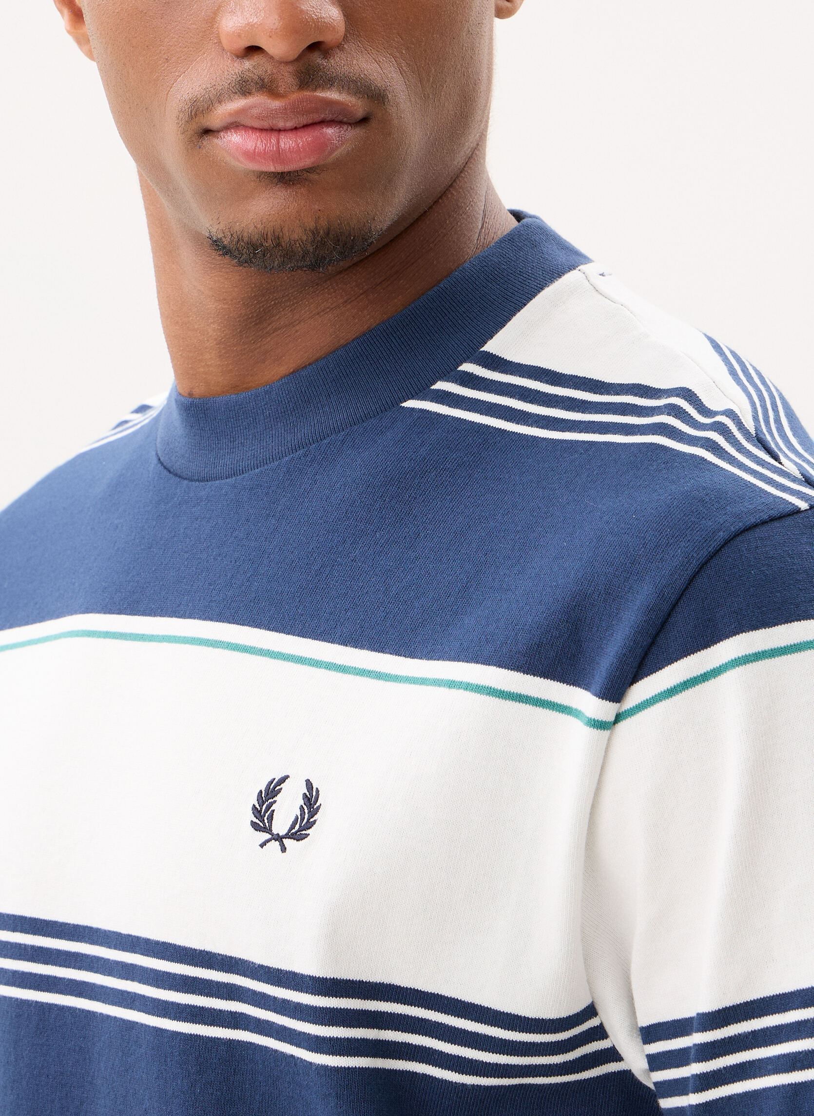 Tee-shirts manches courtes Heavyweight Striped T-Shirt homme bleu Fred Perry Tee-shirts manches courtes Heavyweight Striped T-Shirt homme bleu Tennis Blue