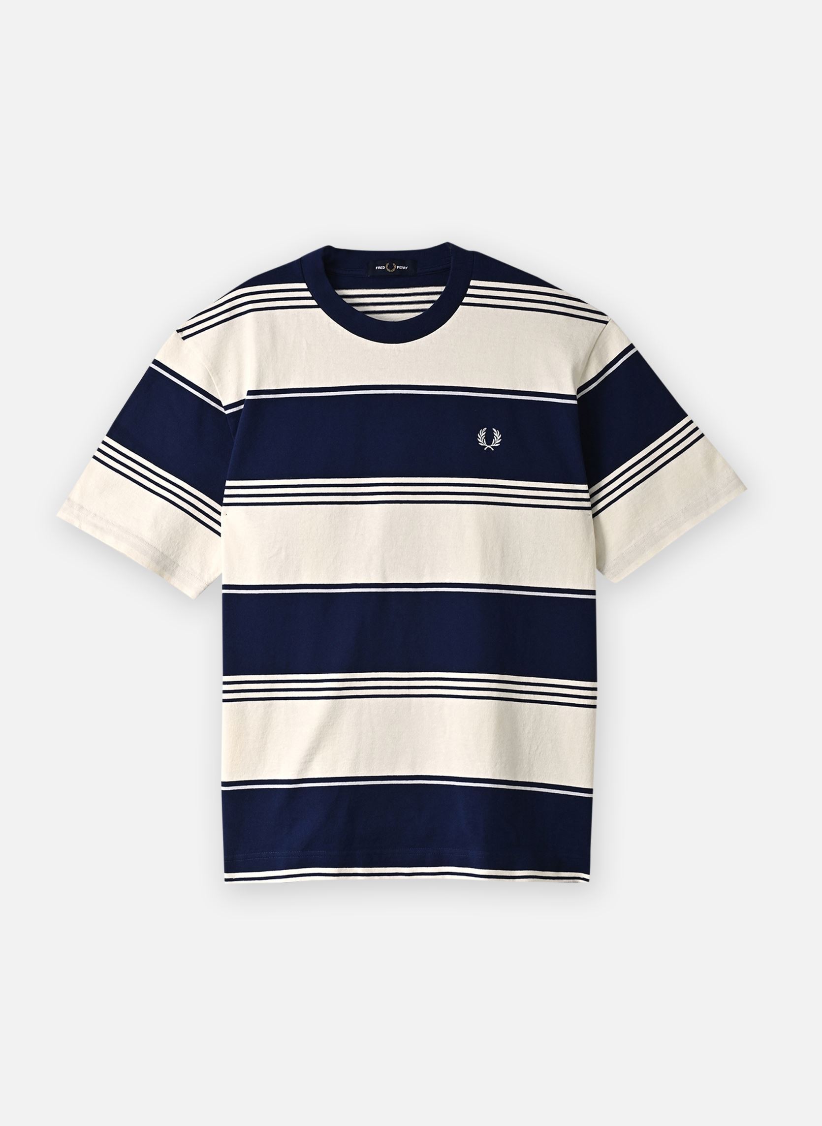 Tee-shirts Heavyweight Striped T-Shirt homme blanc Fred Perry Tee-shirts Heavyweight Striped T-Shirt homme blanc ECRU
