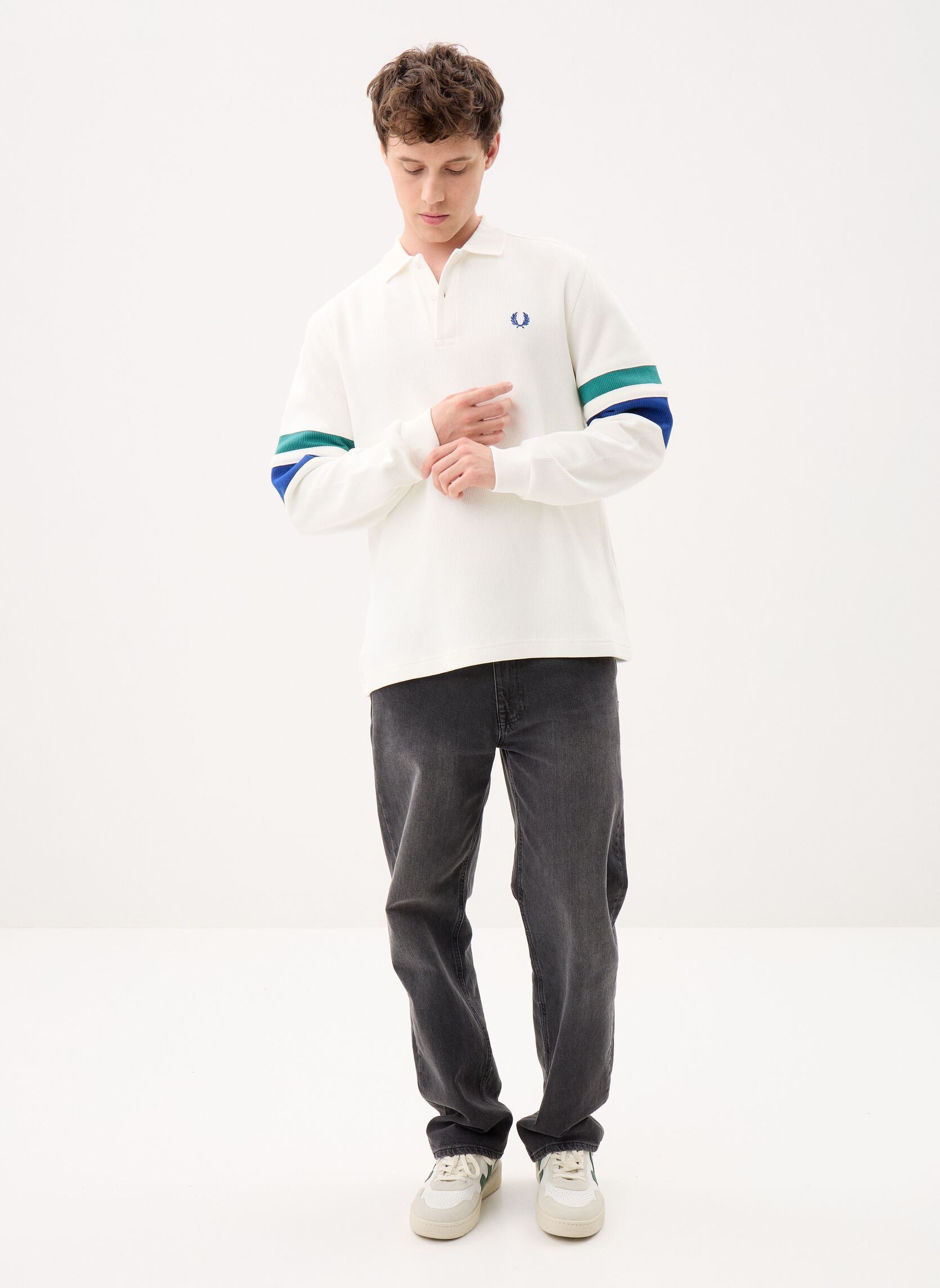 Korte mouwen polo's Tipped Sleeve Collared Sweat heren wit Fred Perry Korte mouwen polo's Tipped Sleeve Collared Sweat heren wit Snow white