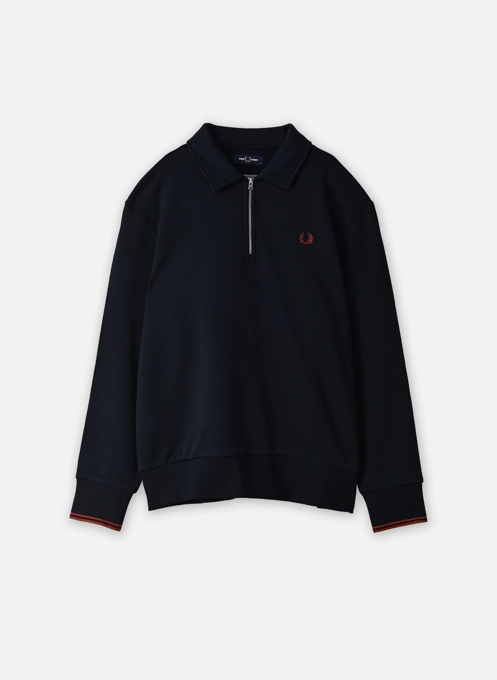 Polos Half Zip Collared Sweatshirt homme marine Fred Perry Polos Half Zip Collared Sweatshirt homme marine NAVY