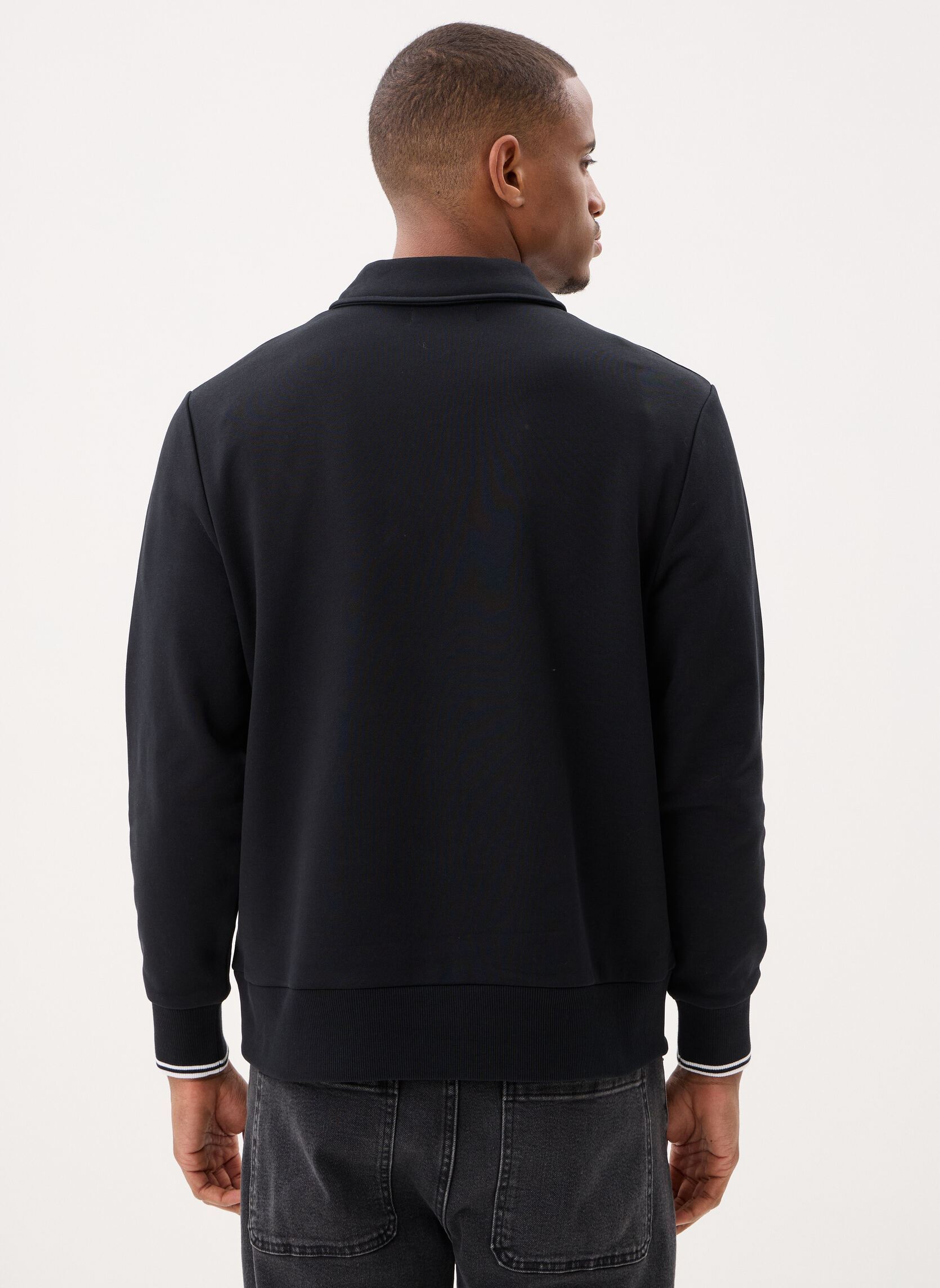 Korte mouwen polo's Half Zip Collared Sweatshirt heren zwart Fred Perry Korte mouwen polo's Half Zip Collared Sweatshirt heren zwart BLACK