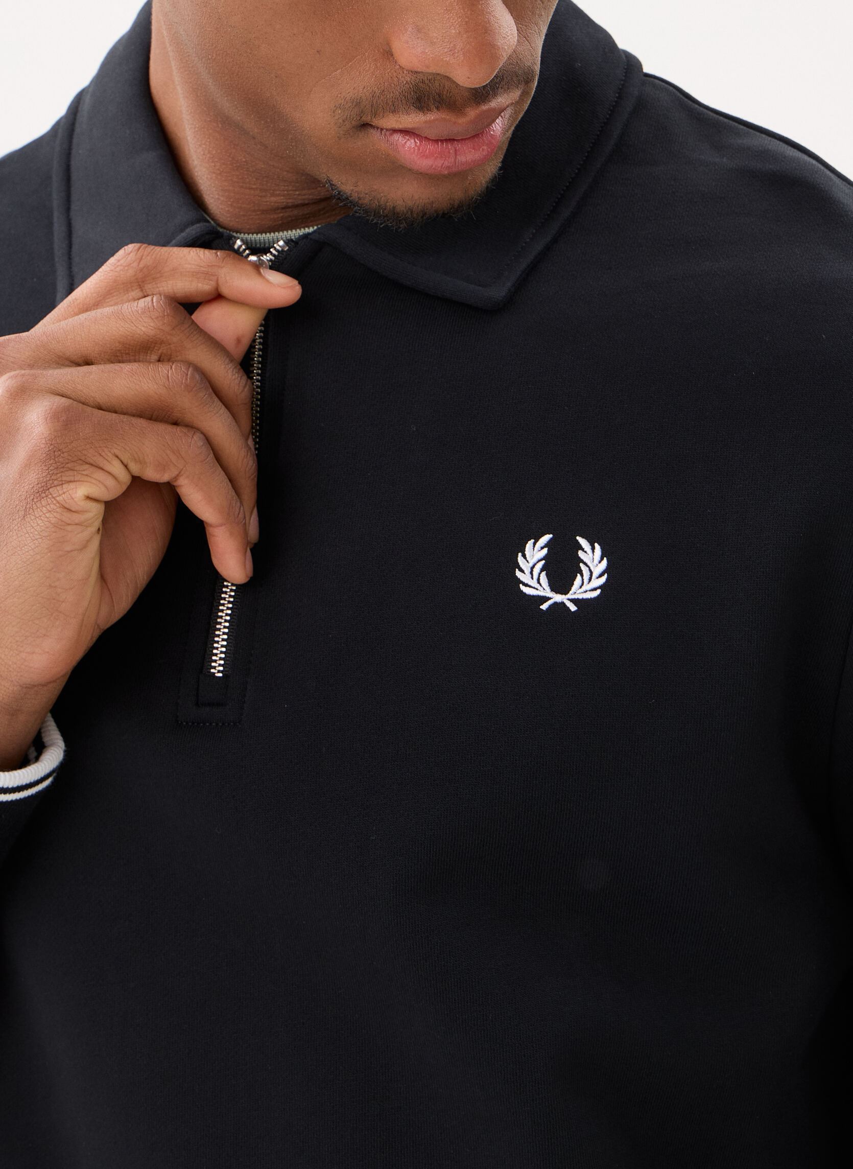 Korte mouwen polo's Half Zip Collared Sweatshirt heren zwart Fred Perry Korte mouwen polo's Half Zip Collared Sweatshirt heren zwart BLACK