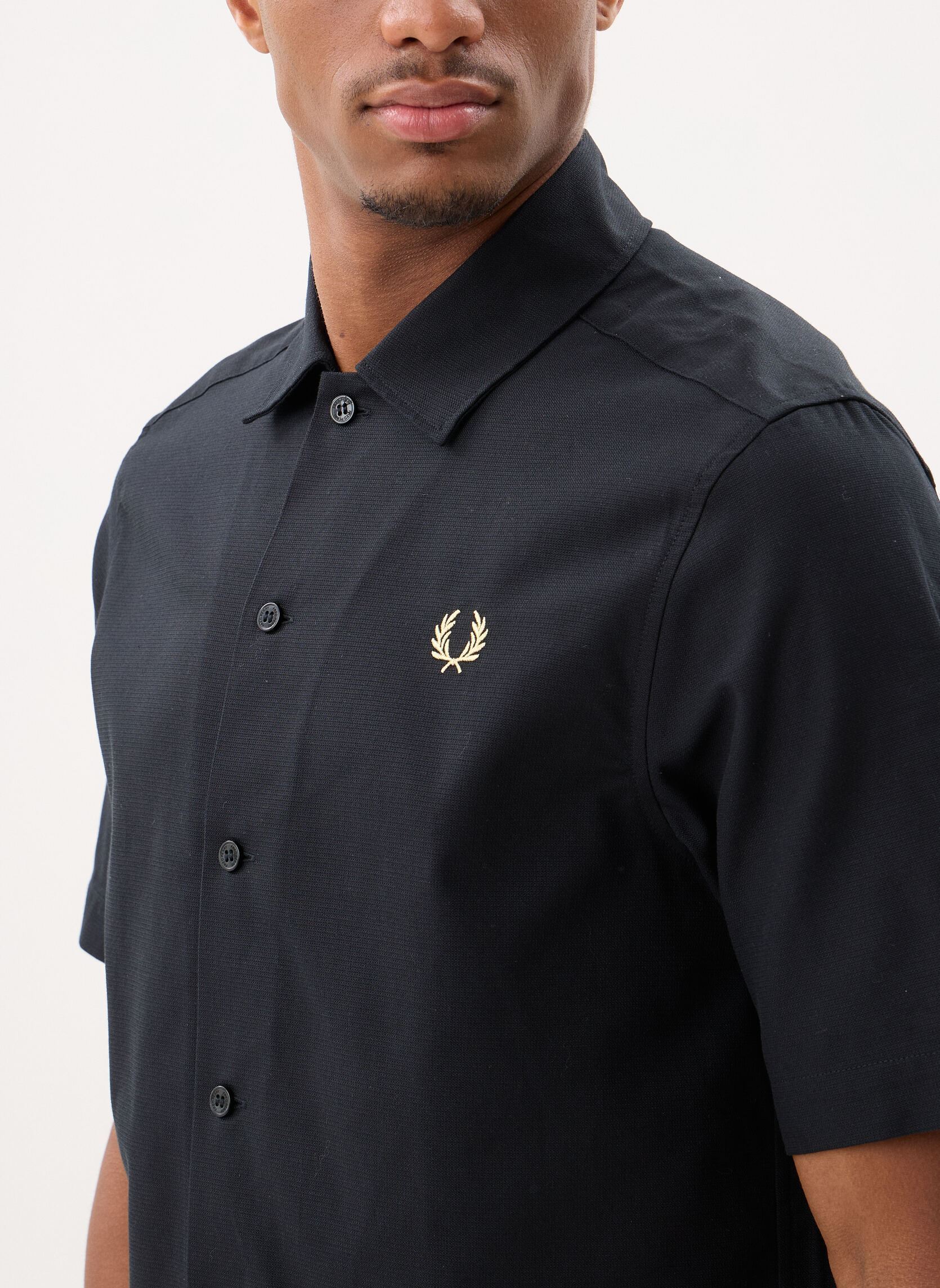 Hemden Basket Weave Shirt herren schwarz Fred Perry Hemden Basket Weave Shirt herren schwarz Black