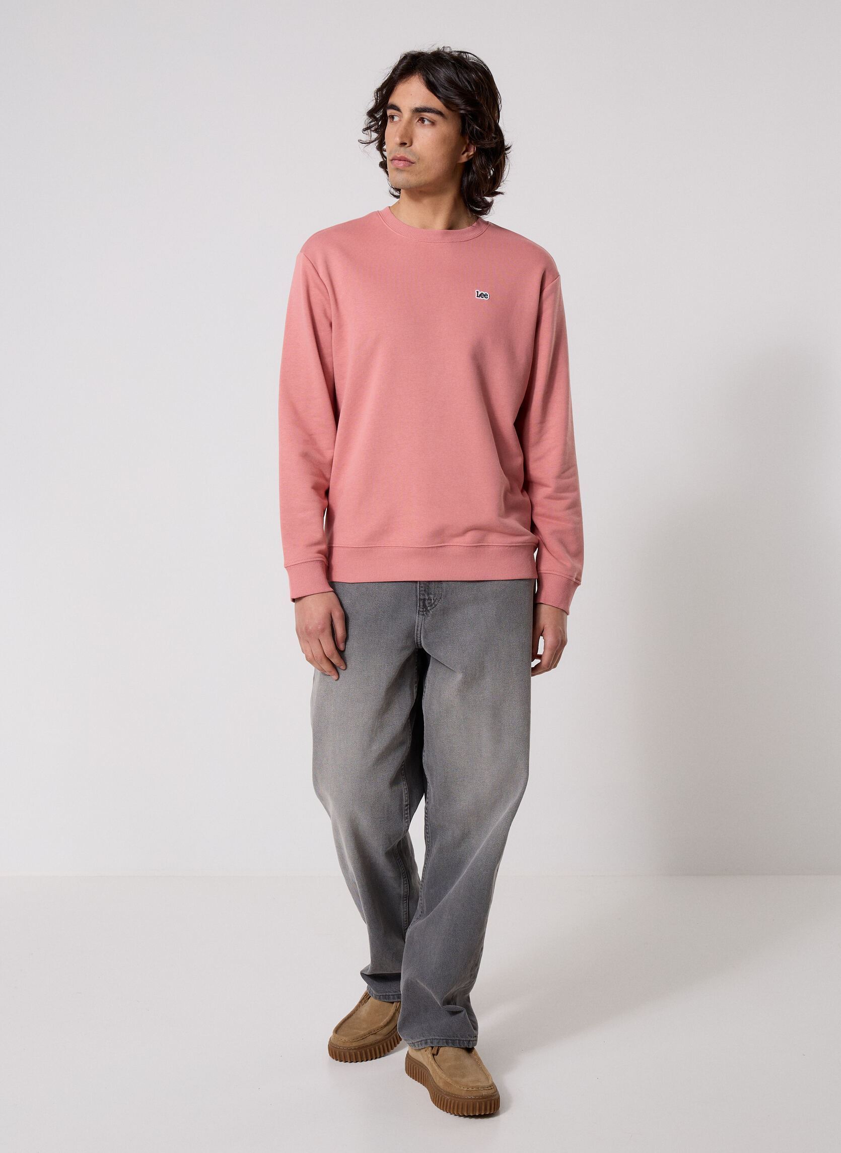 Sweats Patch Crew Sws homme rose Lee Sweats Patch Crew Sws homme rose MALLORY