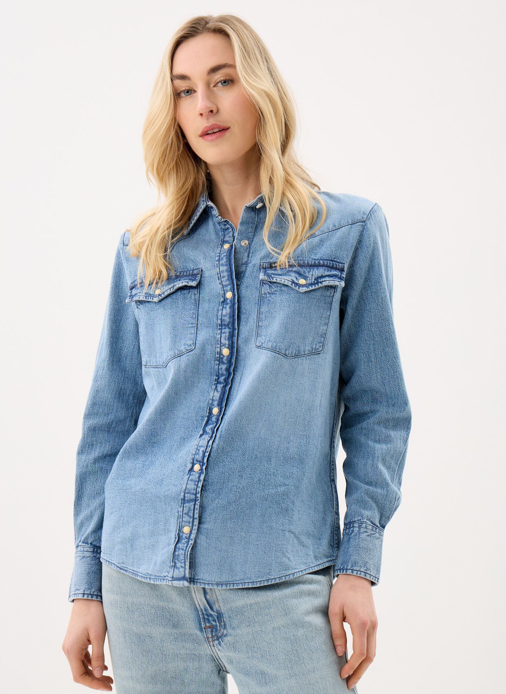 Lange mouw overhemden Regular Western Shirt dames blauw Lee Lange mouw overhemden Regular Western Shirt dames blauw RANGE
