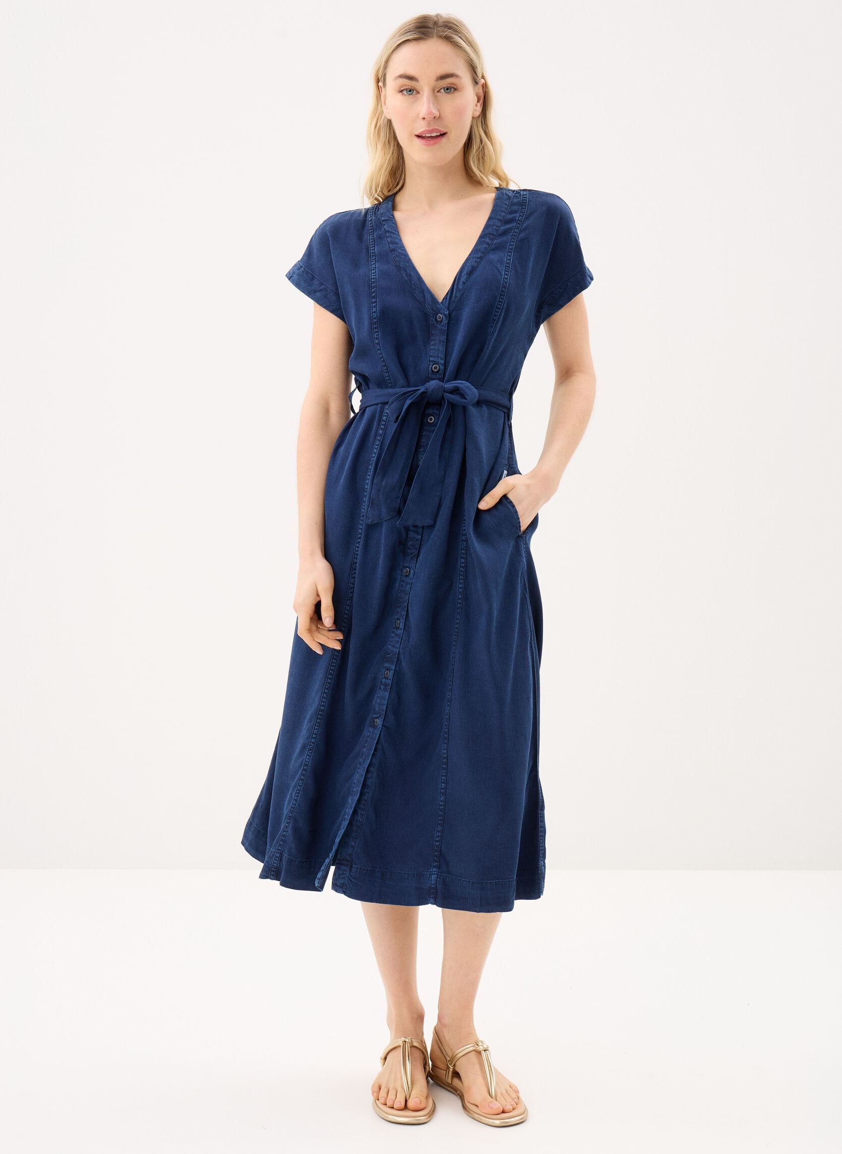 Robes Belted Midi Dress femme bleu Lee Robes Belted Midi Dress femme bleu SUNSET RIDE