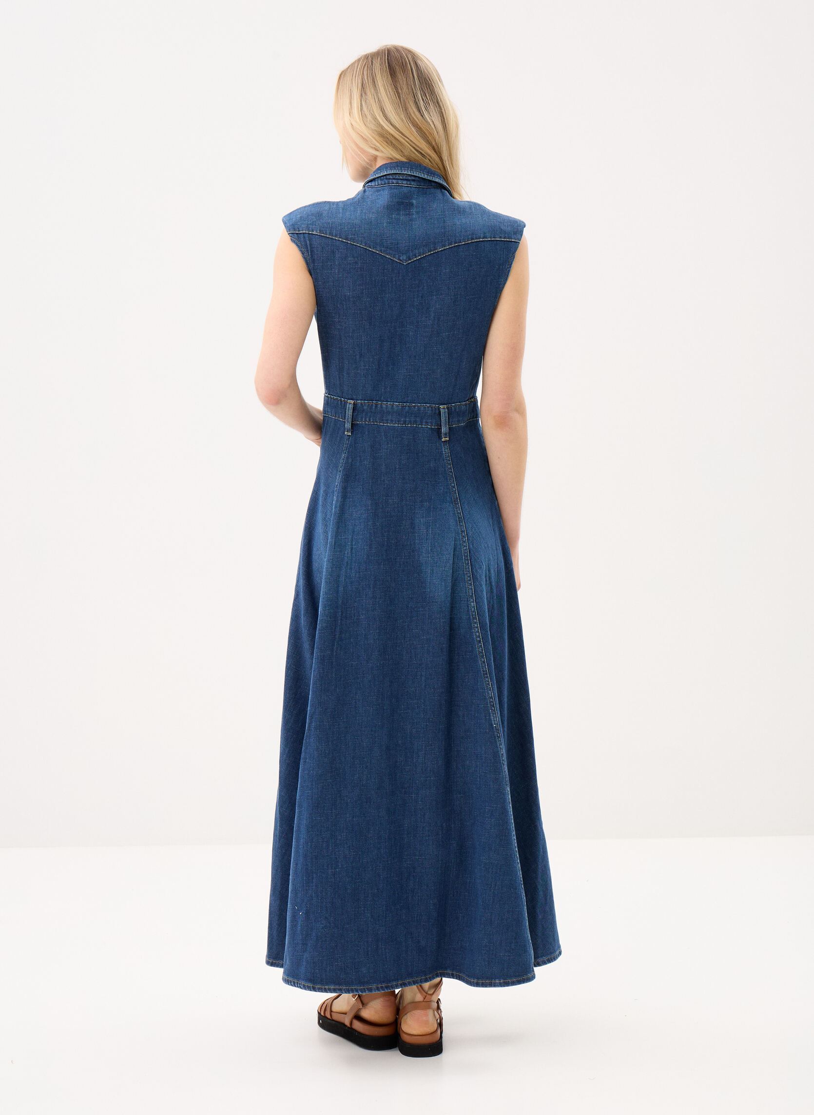 Robes longues Maxi Western Dress femme bleu Lee Robes longues Maxi Western Dress femme bleu DARK MAGIC