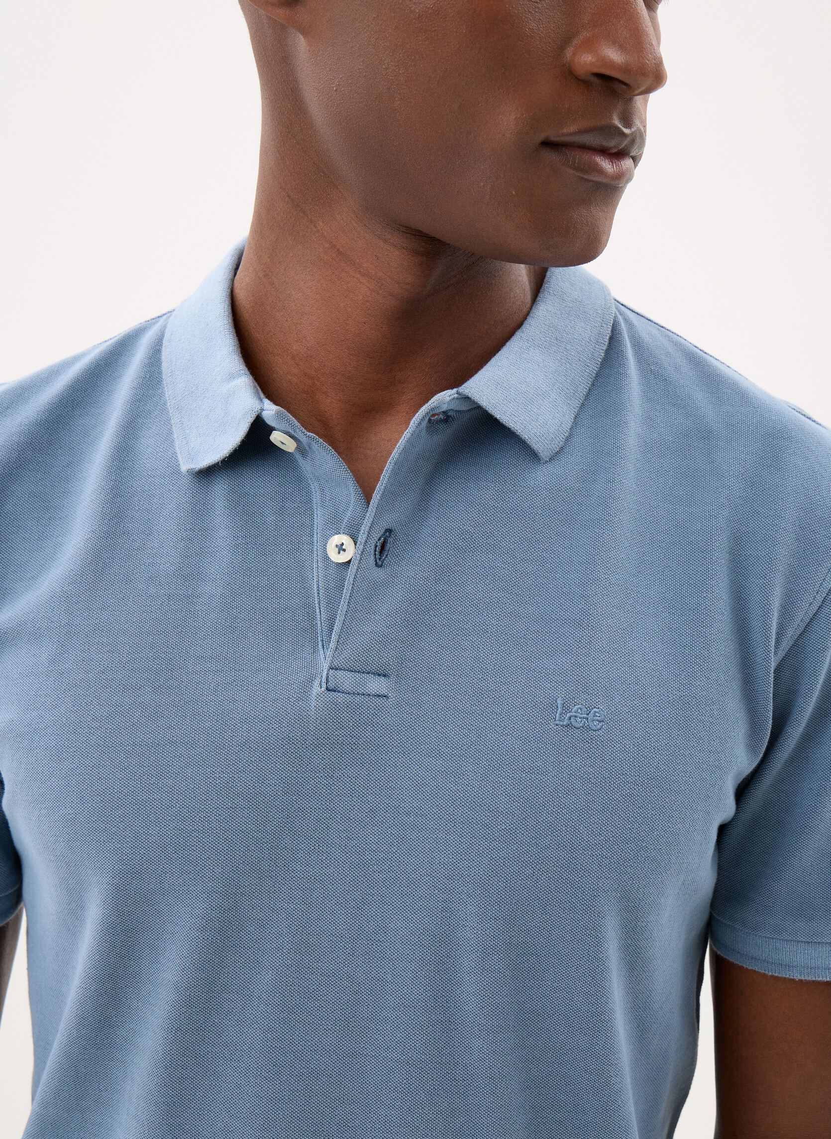 Polos manches courtes Garment Dye Polo homme bleu Lee Polos manches courtes Garment Dye Polo homme bleu DUSTIER BLUE