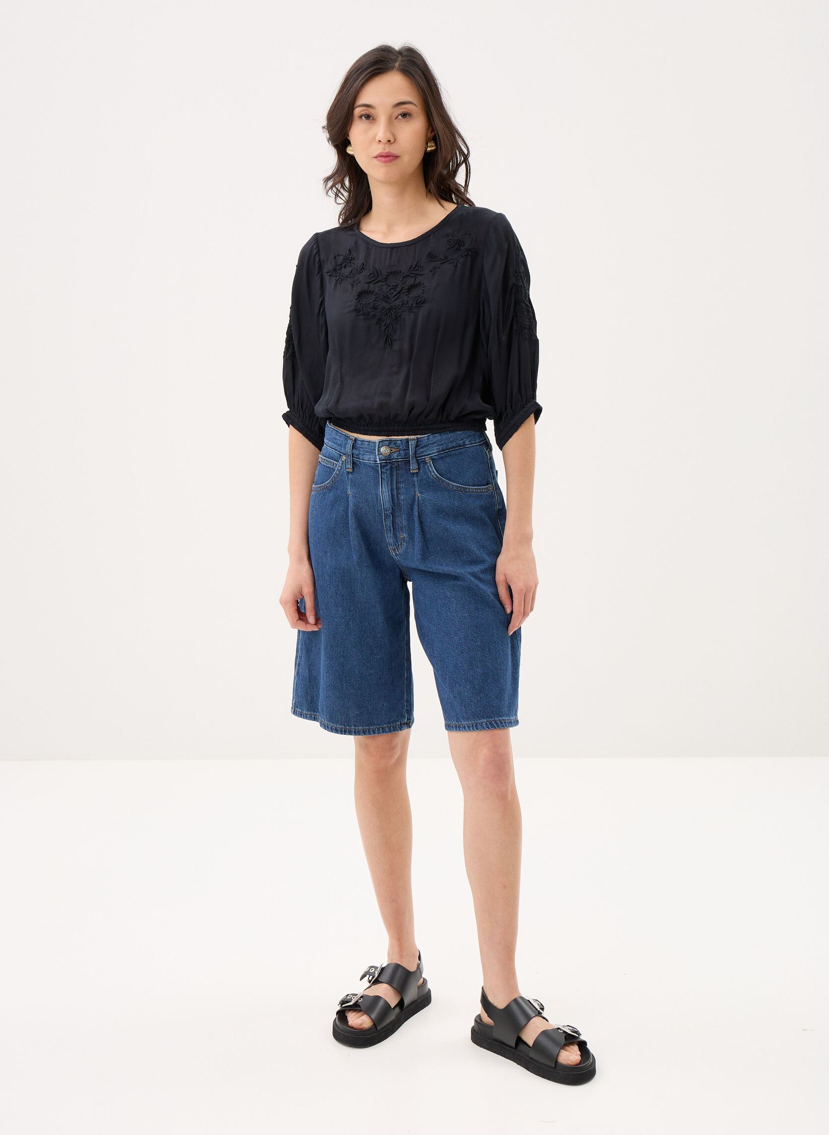 Shorts Drapey Jort dames blauw Lee Shorts Drapey Jort dames blauw OVERT WASH